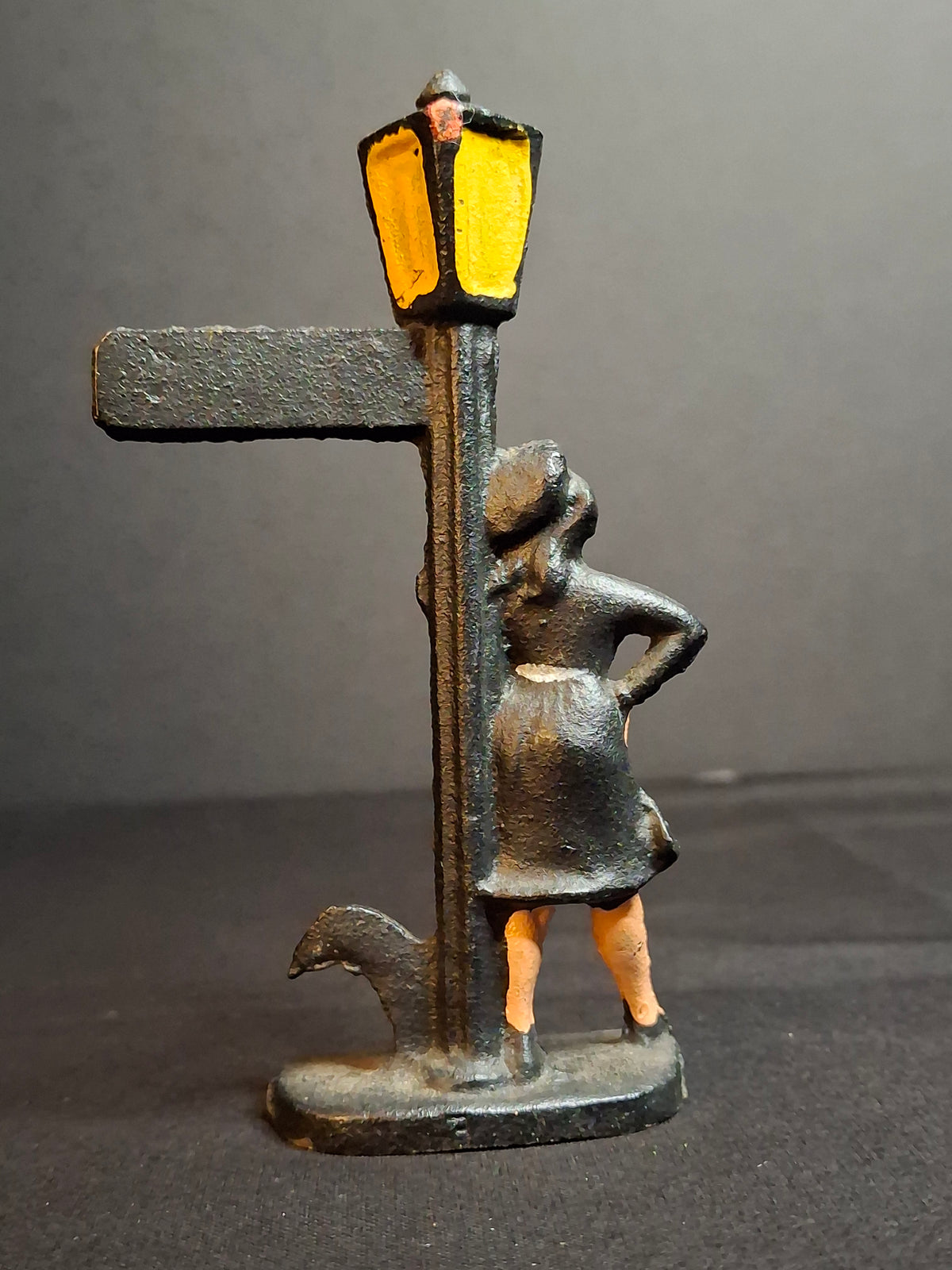 Vintage Cast Iron Bourbon St New Orleans Lady Lamp Post Bottle Opener Figural Paint