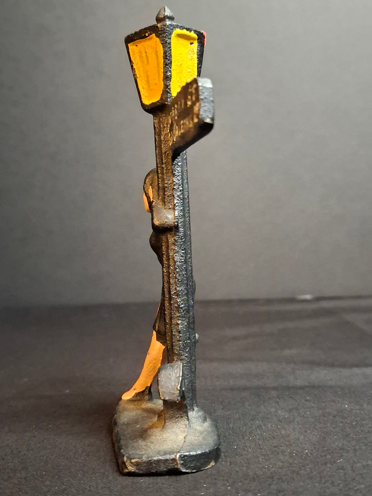 Vintage Cast Iron Bourbon St New Orleans Lady Lamp Post Bottle Opener Figural Paint