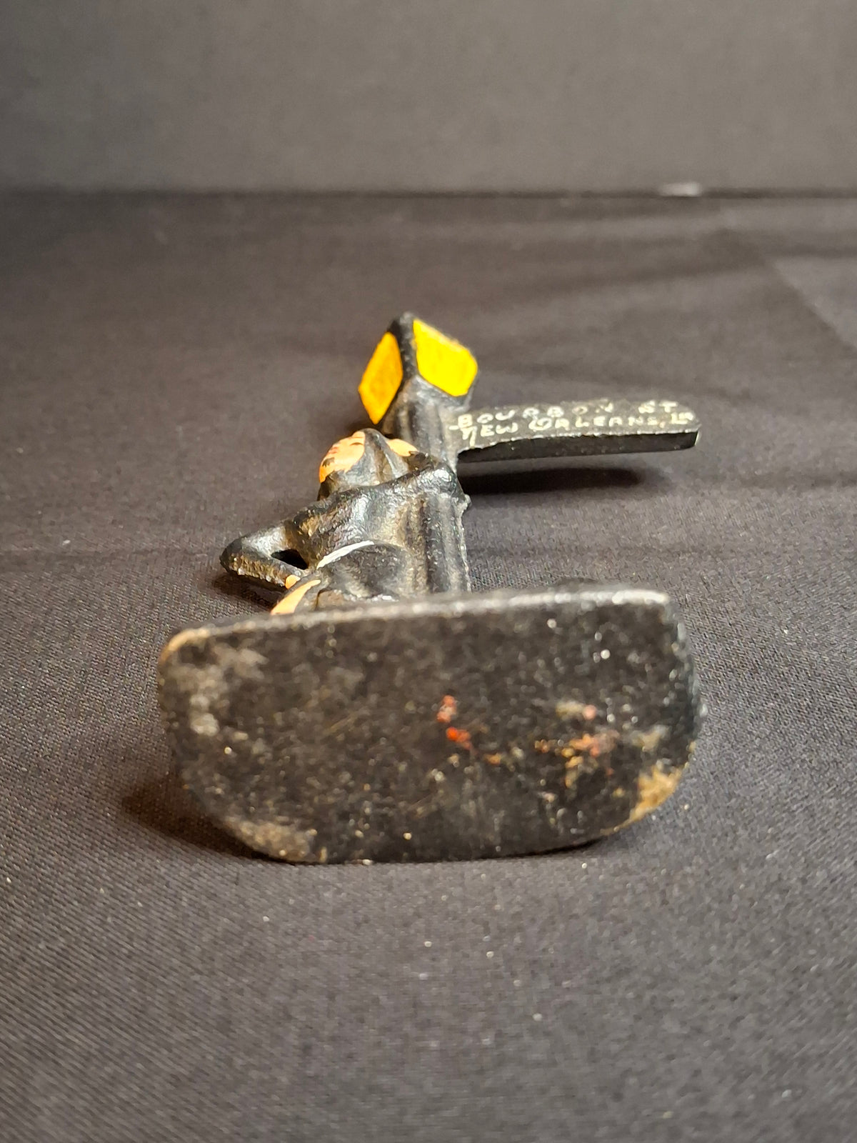 Vintage Cast Iron Bourbon St New Orleans Lady Lamp Post Bottle Opener Figural Paint