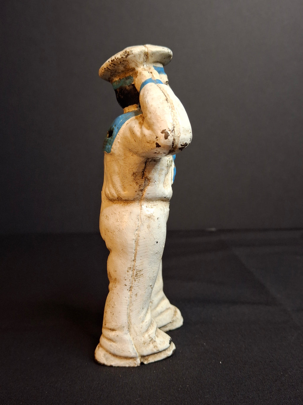 Antique Hubley Cast Iron Saluting Sailor Oarsman Still Penny Bank c. 1910-1915