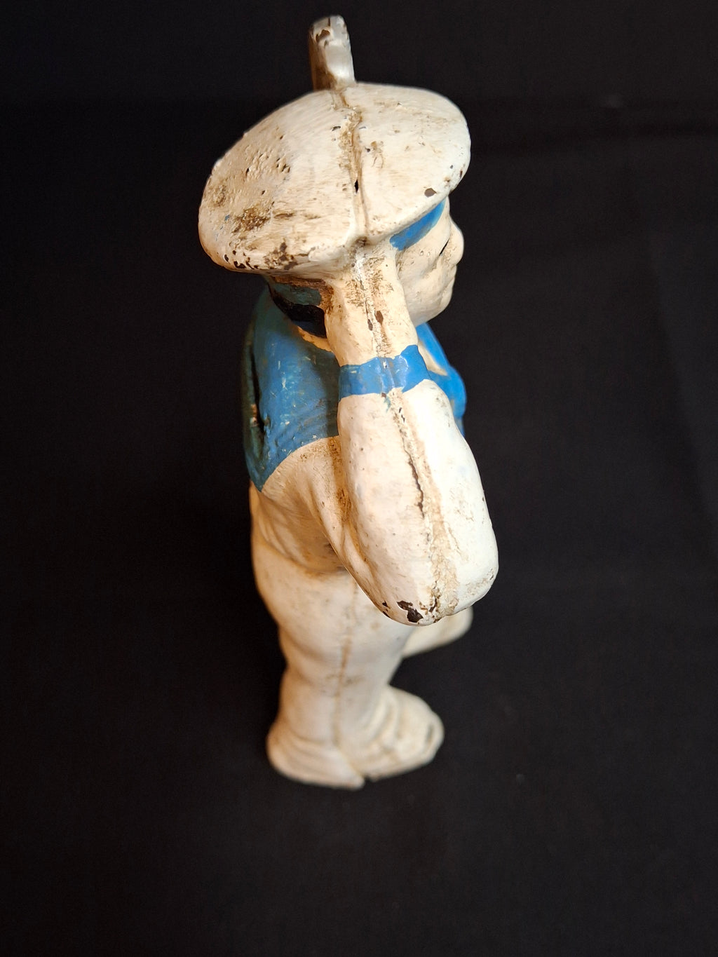 Antique Hubley Cast Iron Saluting Sailor Oarsman Still Penny Bank c. 1910-1915