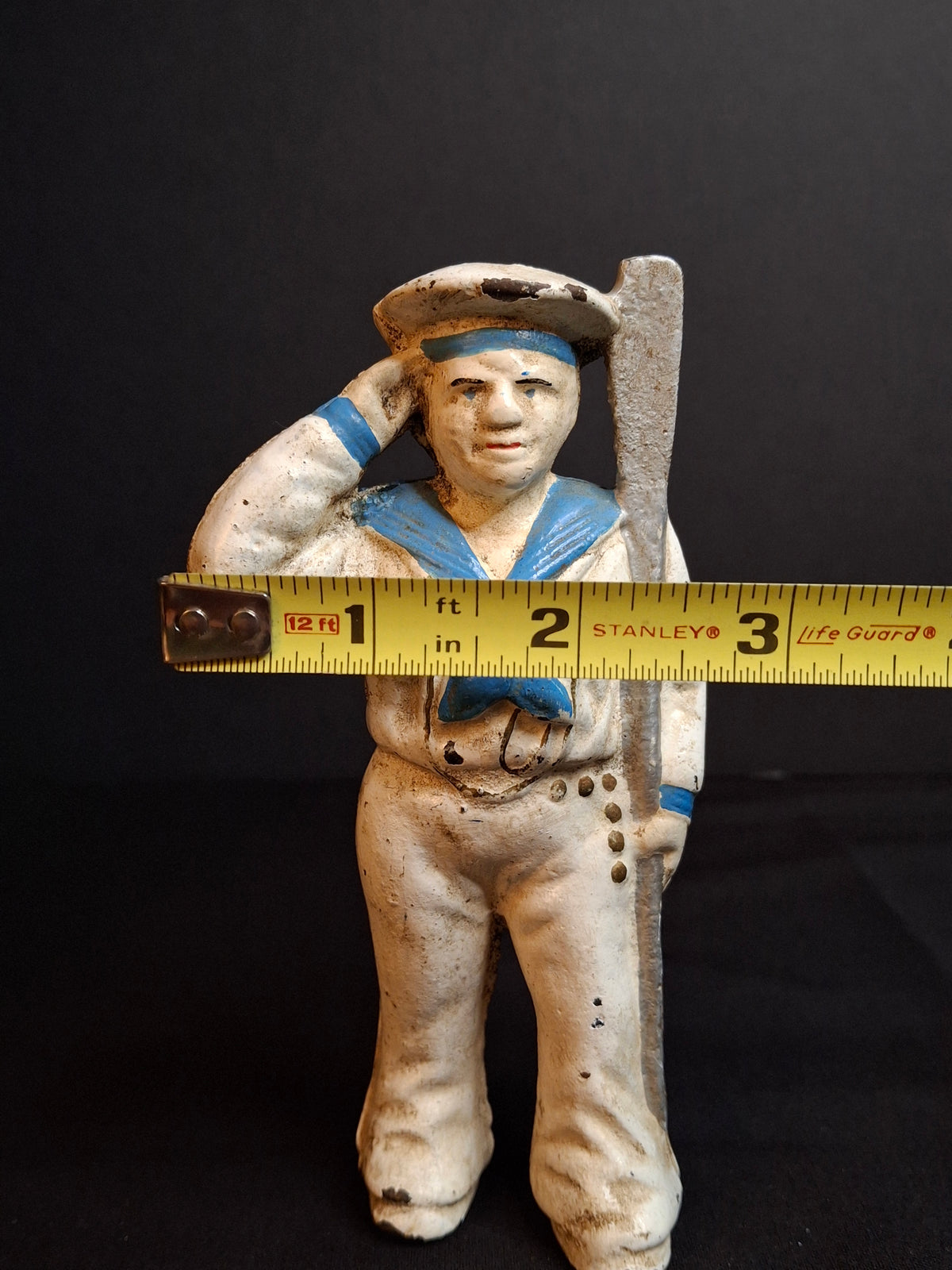 Antique Hubley Cast Iron Saluting Sailor Oarsman Still Penny Bank c. 1910-1915