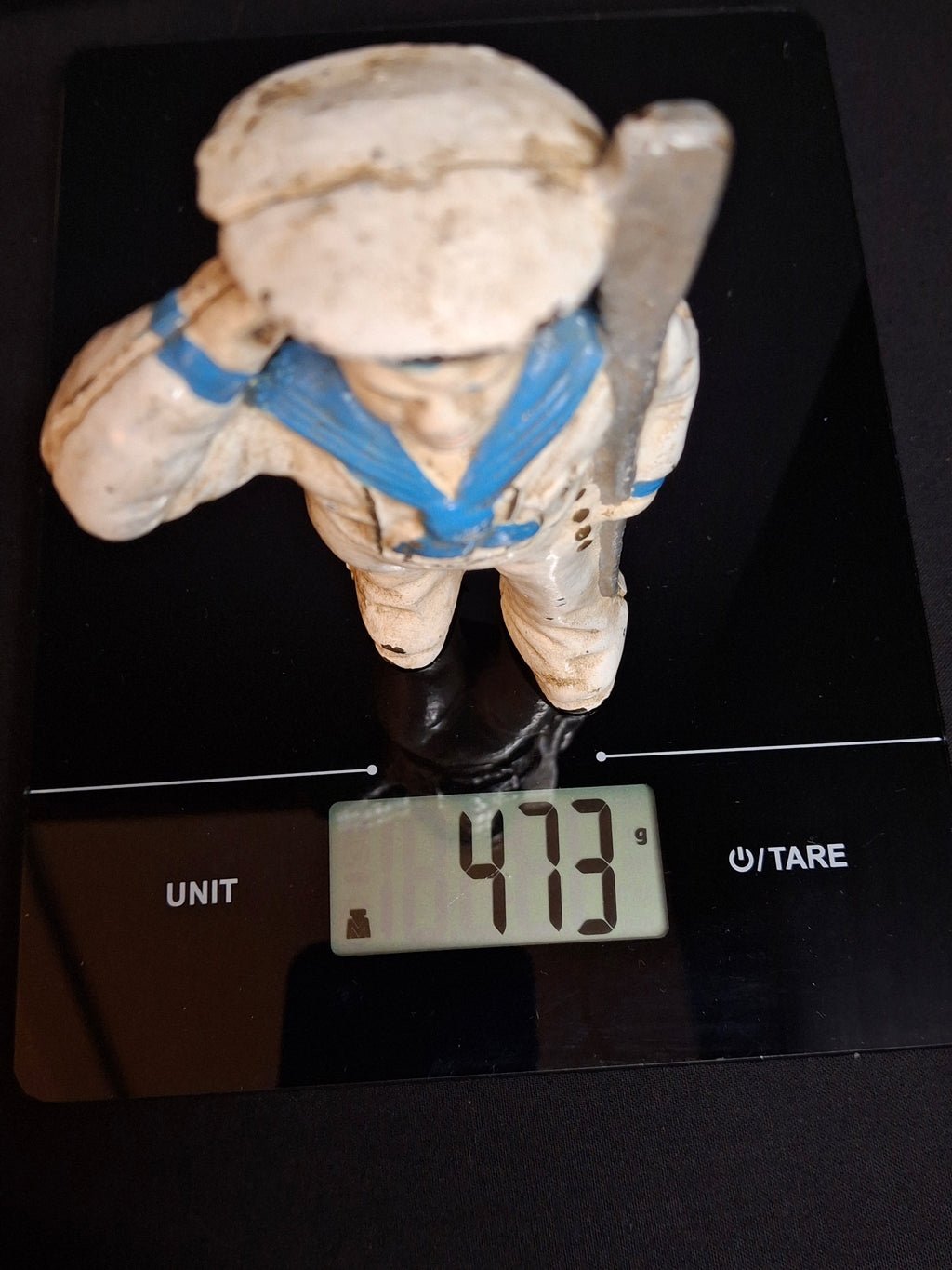 Antique Hubley Cast Iron Saluting Sailor Oarsman Still Penny Bank c. 1910-1915