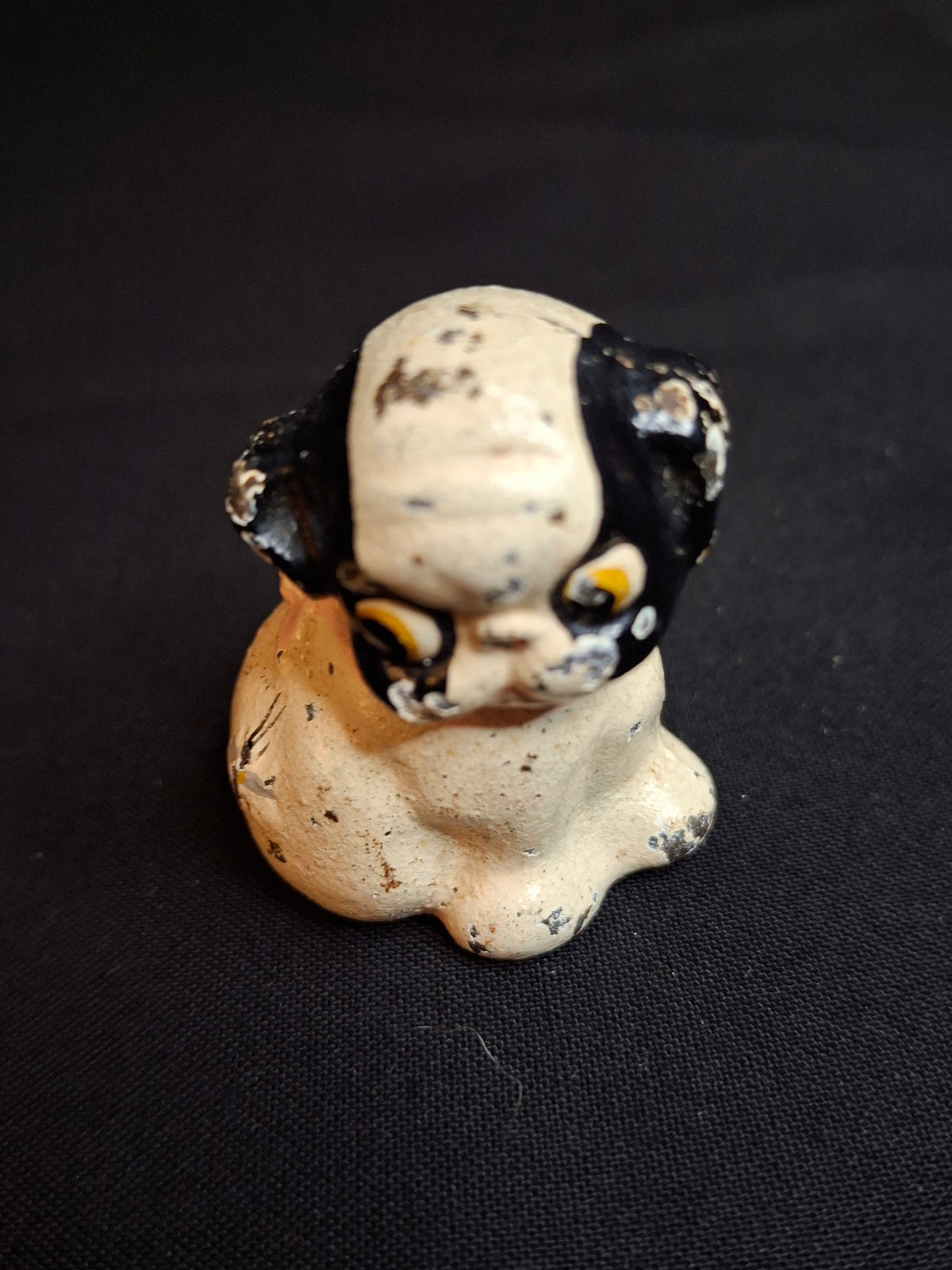 Antique Hubley Cast Iron Puppo Dog Coin Bank & Miniature Figure Set Grace Drayton
