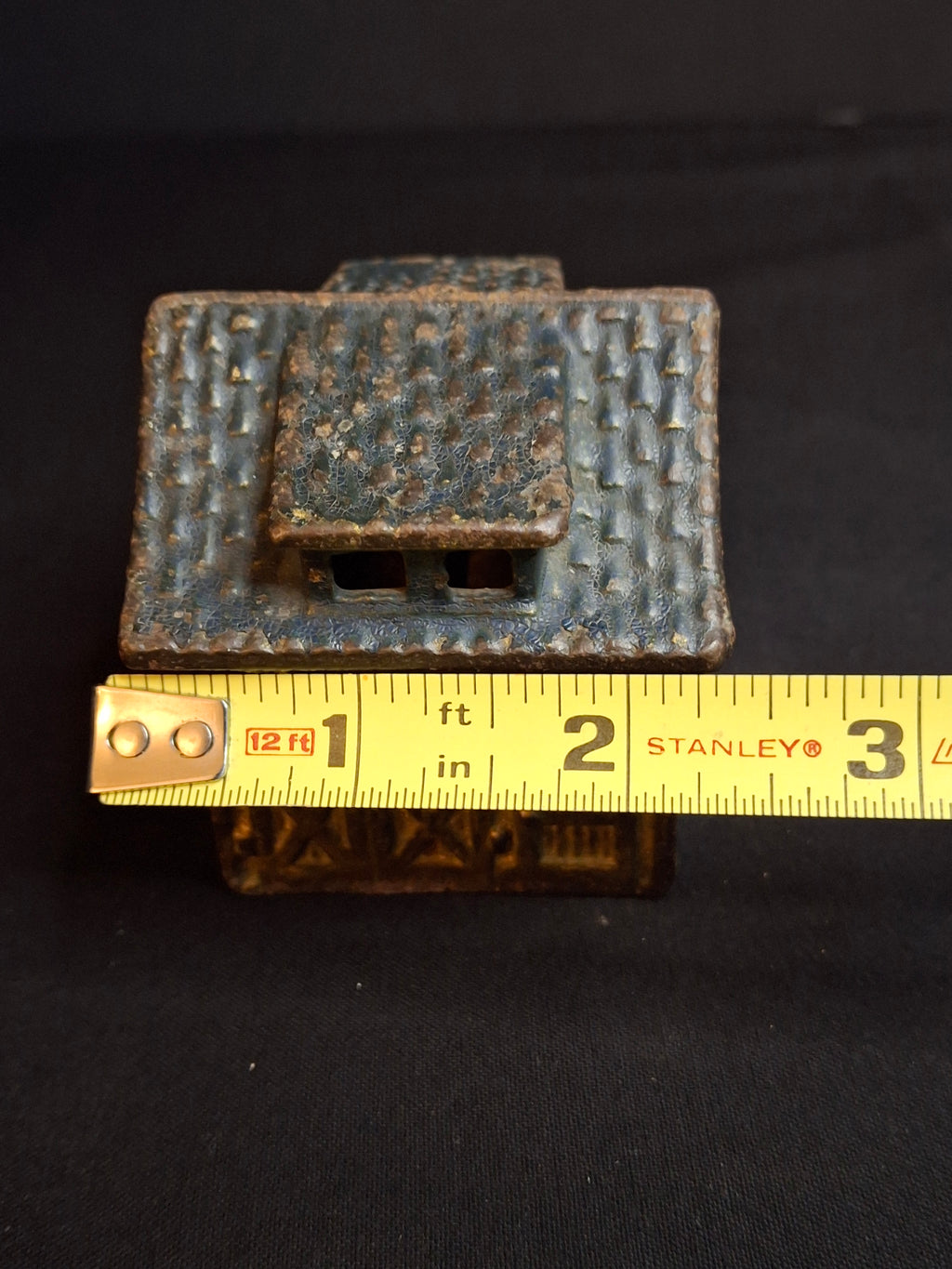 Antique Cast Iron Cottage Building Coin Still Bank Dormer Roof C. 1910-1920s