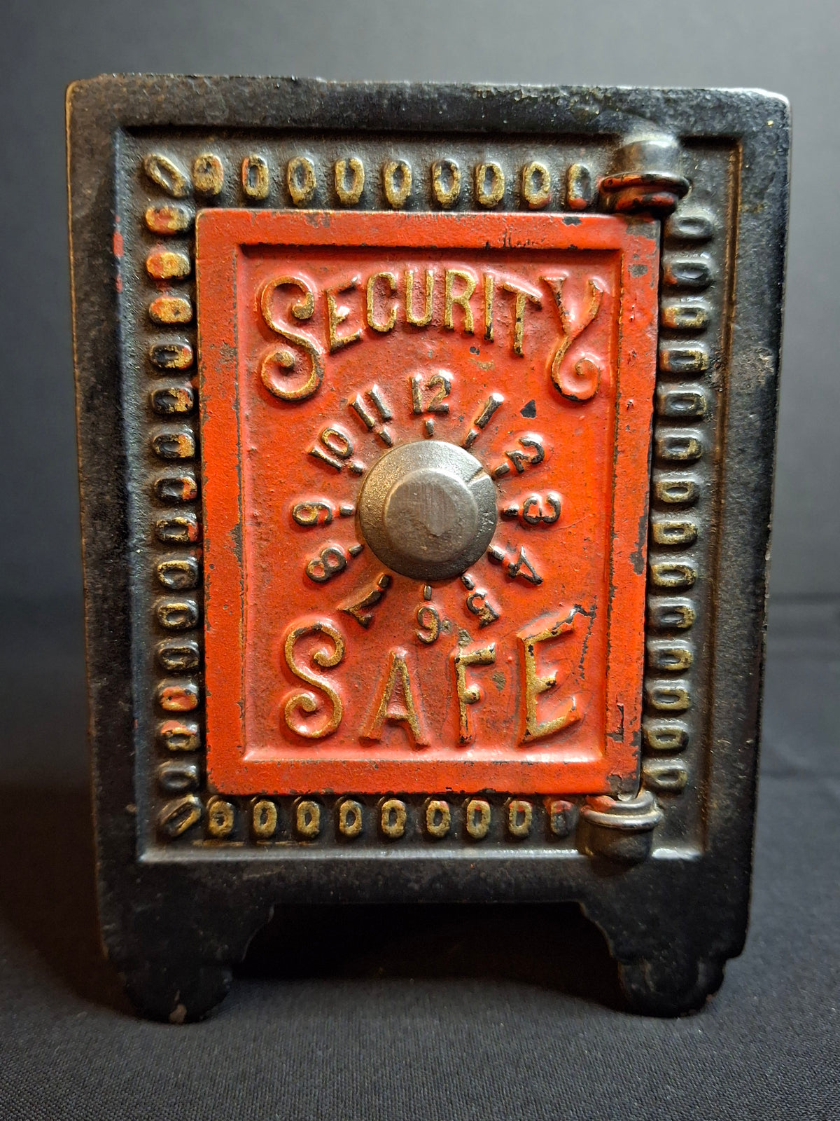 Antique Kyser & Rex Cast Iron Red Door Security Safe Deposit Combination Still Bank c. 1885