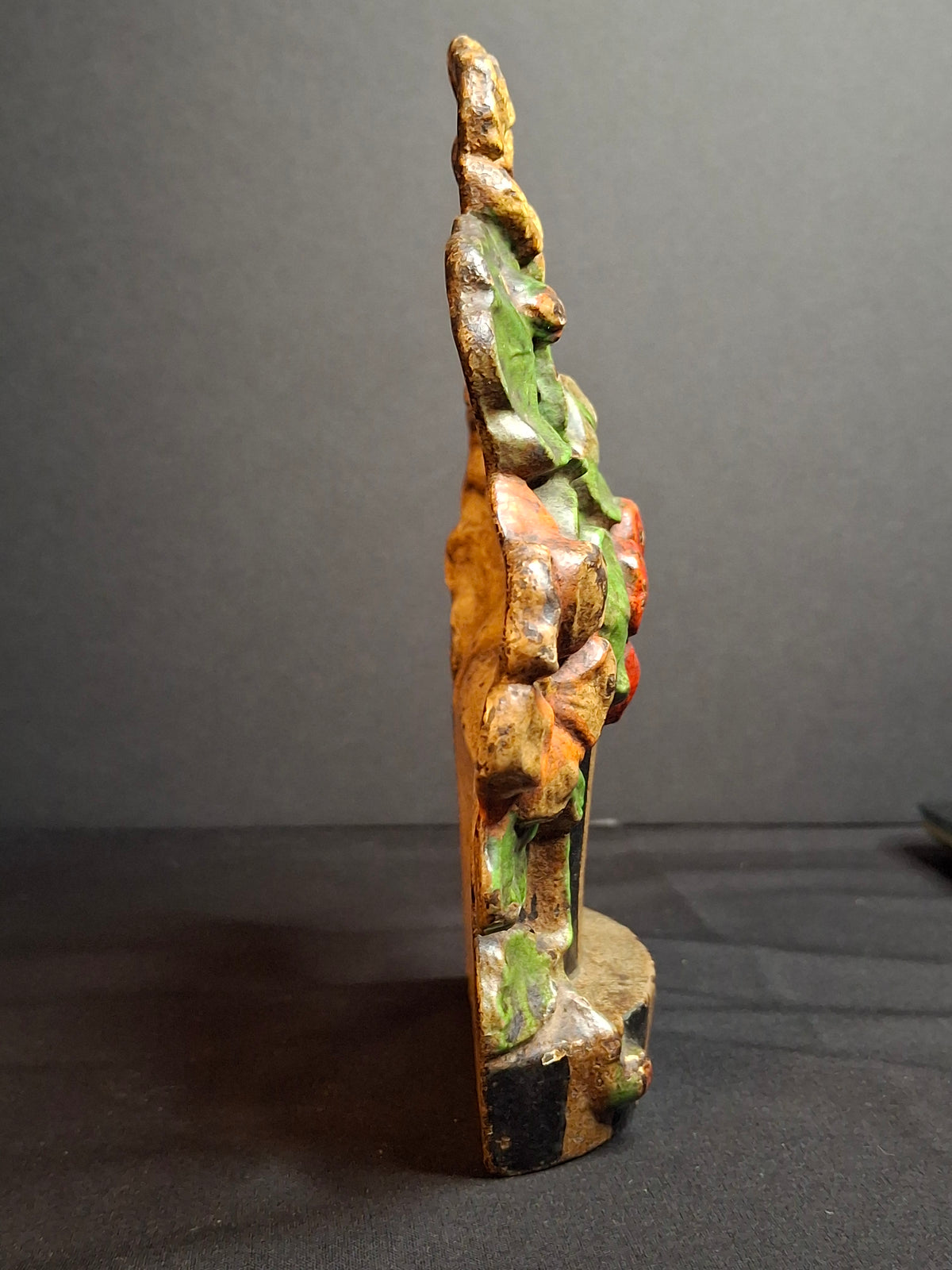 Antique Hubley #221 Cast Iron Nasturtium Flower Pot Doorstop Original Paint 1920s