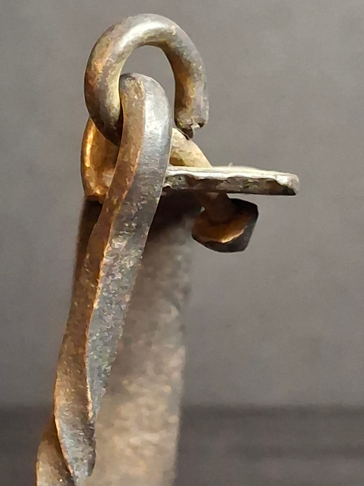 Antique 18th to Early 19th Century Hand Forged Wrought Iron Crusie Pan Fat Grease Lamp Pick Wick Hook