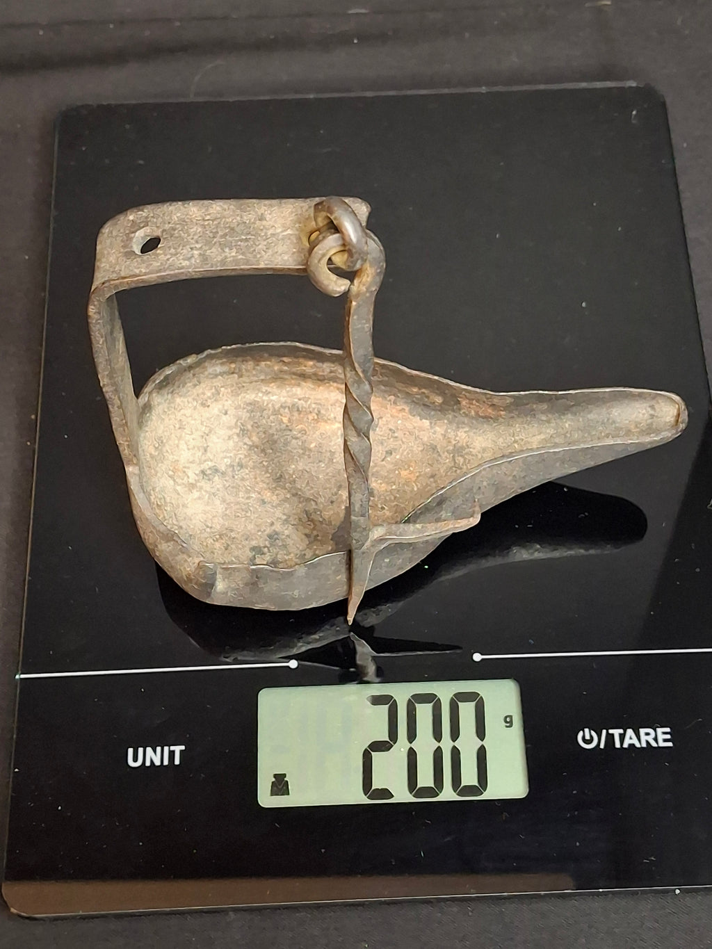 Antique 18th to Early 19th Century Hand Forged Wrought Iron Crusie Pan Fat Grease Lamp Pick Wick Hook