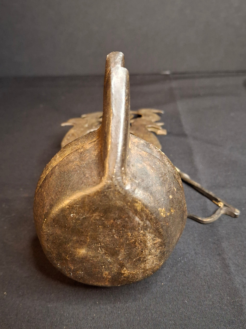 Rare 18th Century Wrought Iron Double Crusie Phoebe Grease Lamp Bird Motif Folk Art