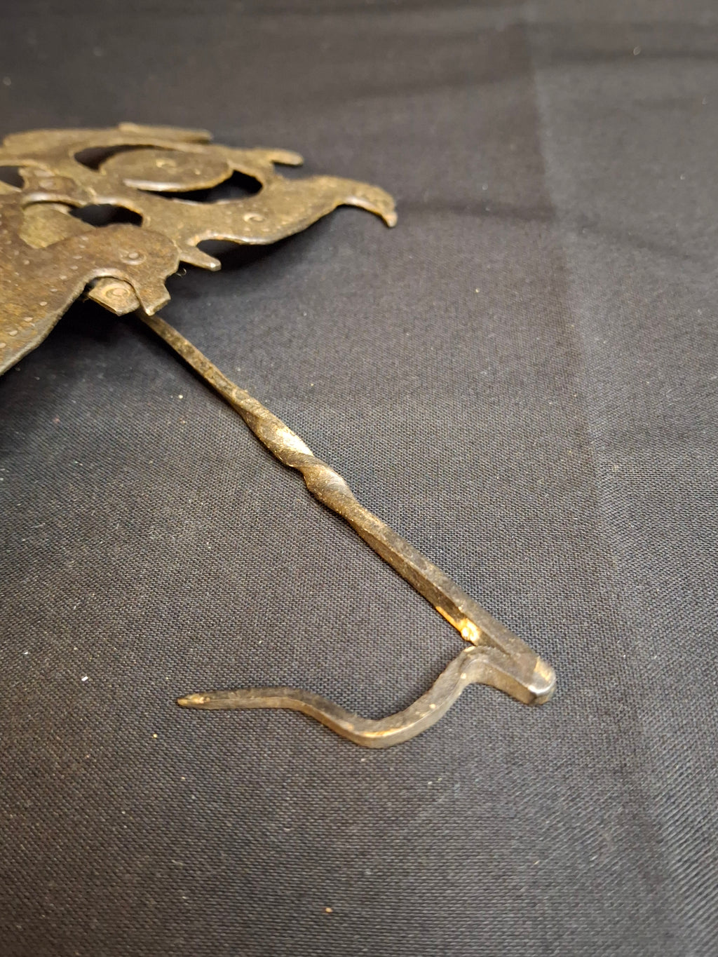 Rare 18th Century Wrought Iron Double Crusie Phoebe Grease Lamp Bird Motif Folk Art