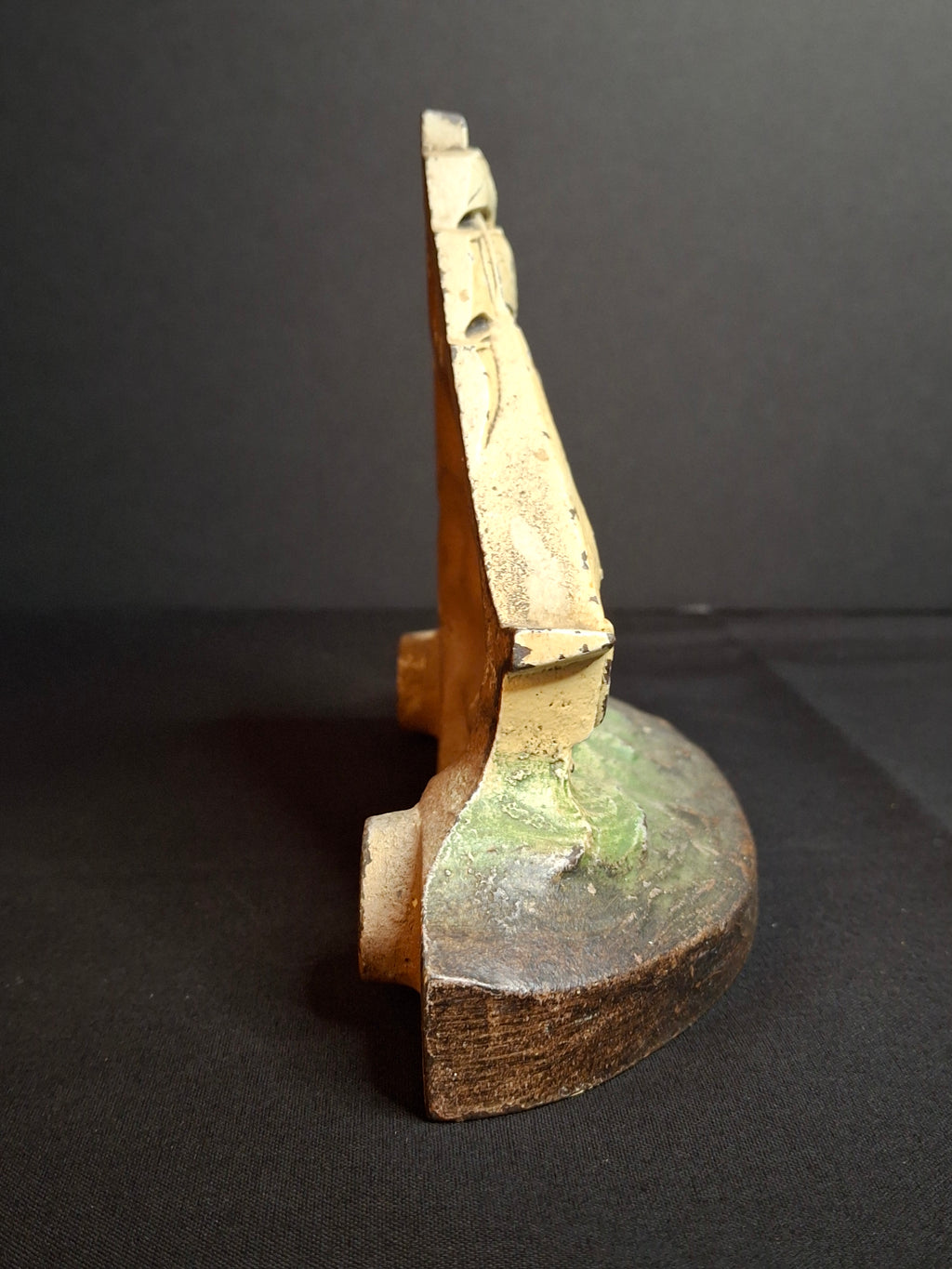 Antique Judd Co CJO 1286 Cast Iron Sailing Ship Doorstop American Flag Painted