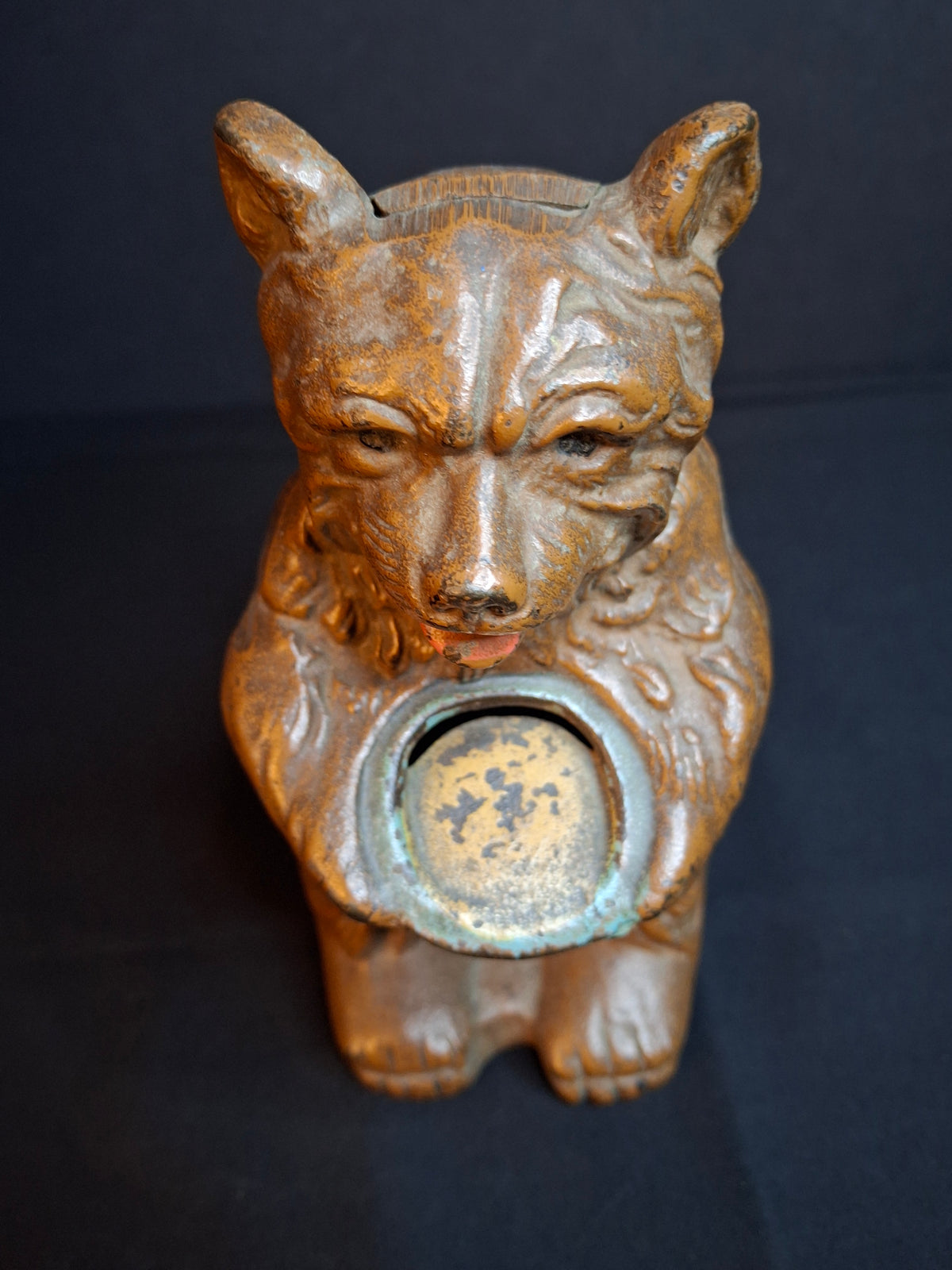 Antique Hubley Cast Iron Bear Honey Pot Still Bank Exceptional Original Paint 1930s
