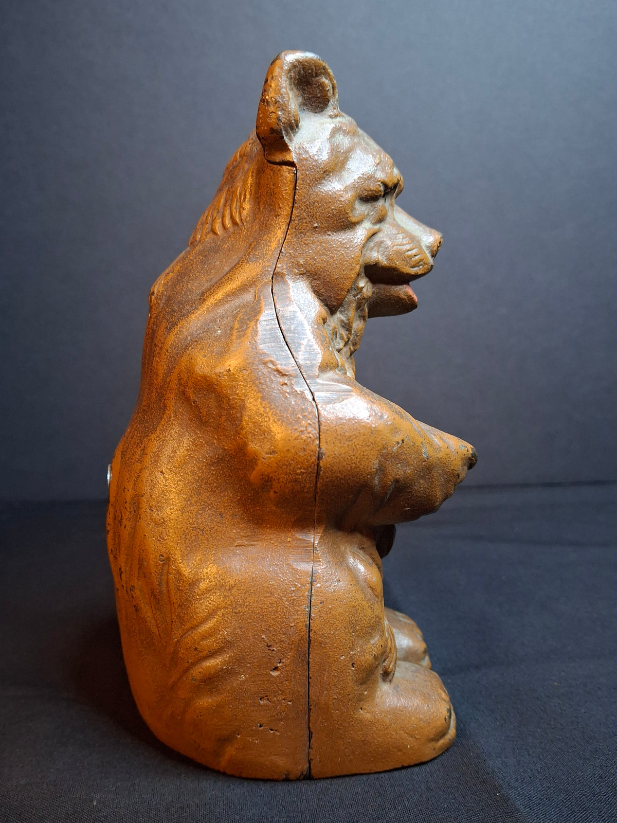 Antique Hubley Cast Iron Bear Honey Pot Still Bank Exceptional Original Paint 1930s