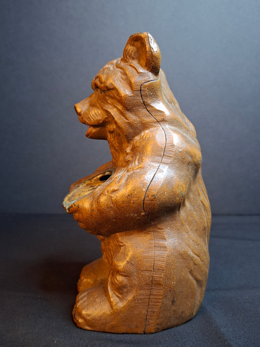 Antique Hubley Cast Iron Bear Honey Pot Still Bank Exceptional Original Paint 1930s