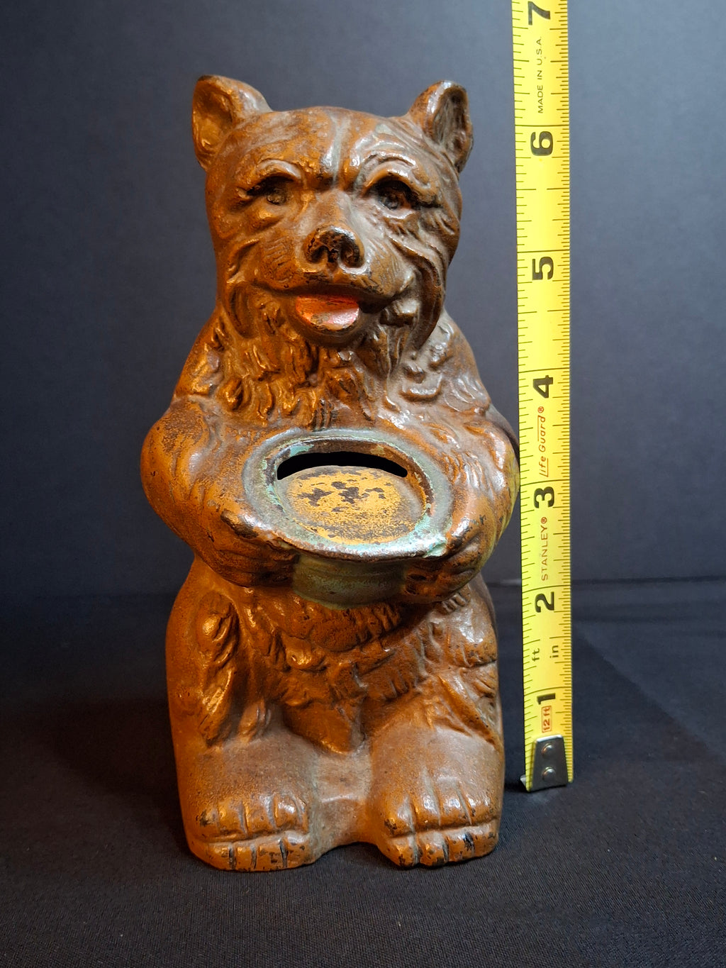 Antique Hubley Cast Iron Bear Honey Pot Still Bank Exceptional Original Paint 1930s
