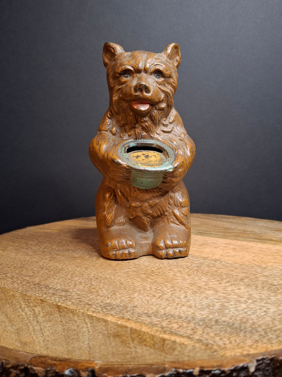 Antique Hubley Cast Iron Bear Honey Pot Still Bank Exceptional Original Paint 1930s