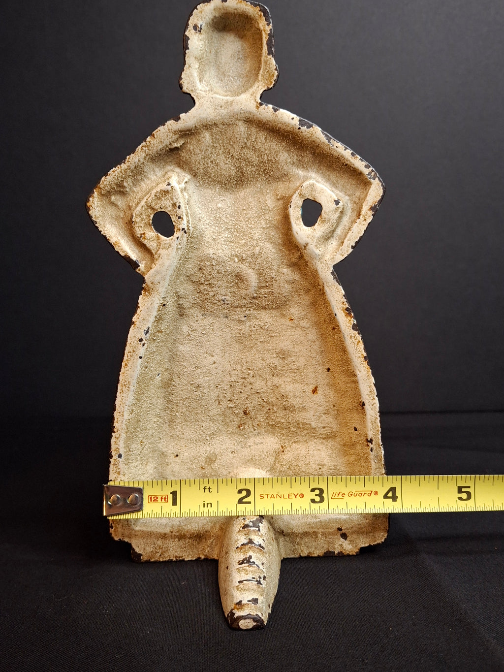 Antique Cast Iron Woman Hands on Hips Doorstop Original Paint 1920s Albany Foundry Americana