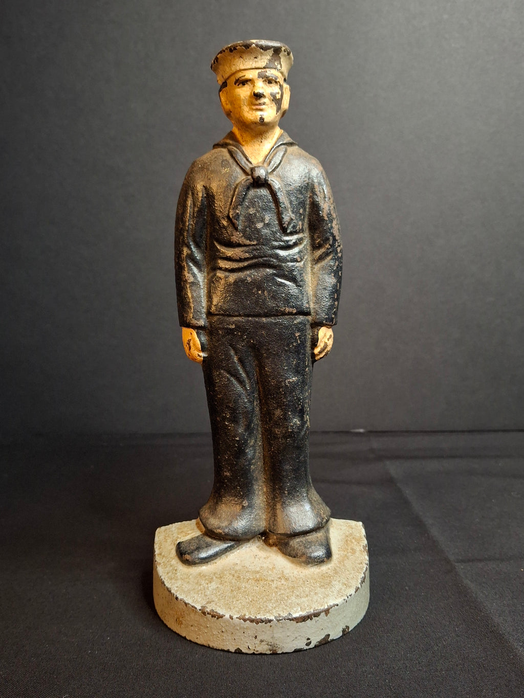 Antique Littco Cast Iron Sailor Doorstop Original Paint 1920s Navy Figure