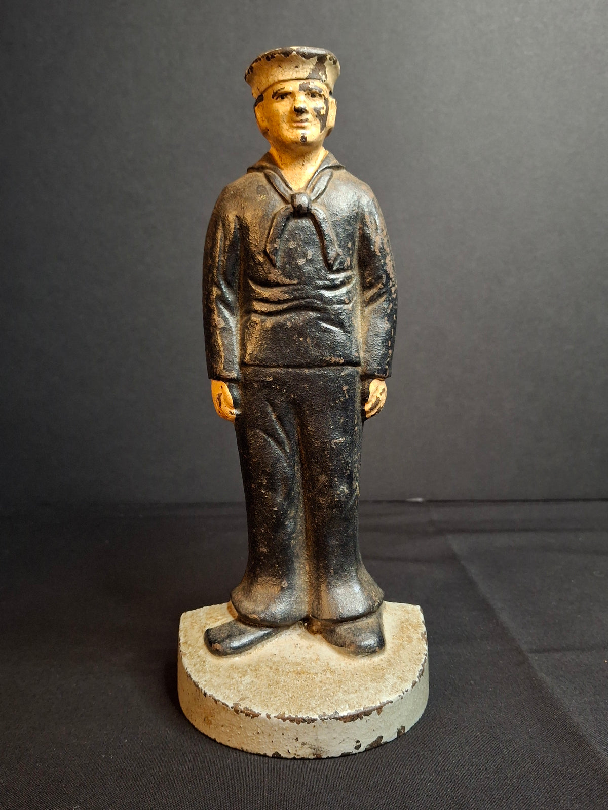 Antique Littco Cast Iron Sailor Doorstop Original Paint 1920s Navy Figure