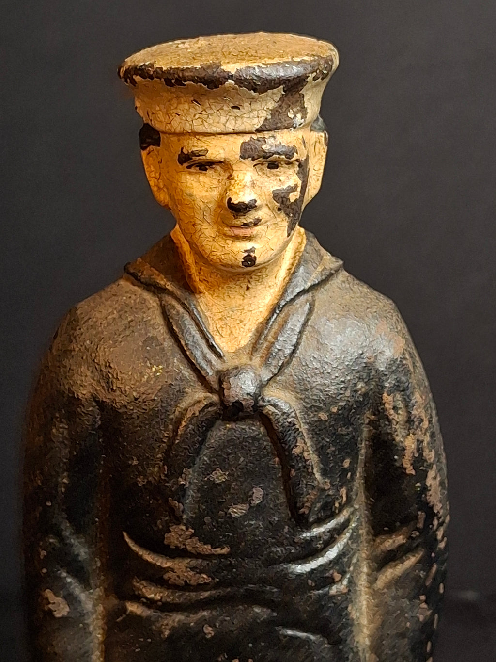 Antique Littco Cast Iron Sailor Doorstop Original Paint 1920s Navy Figure