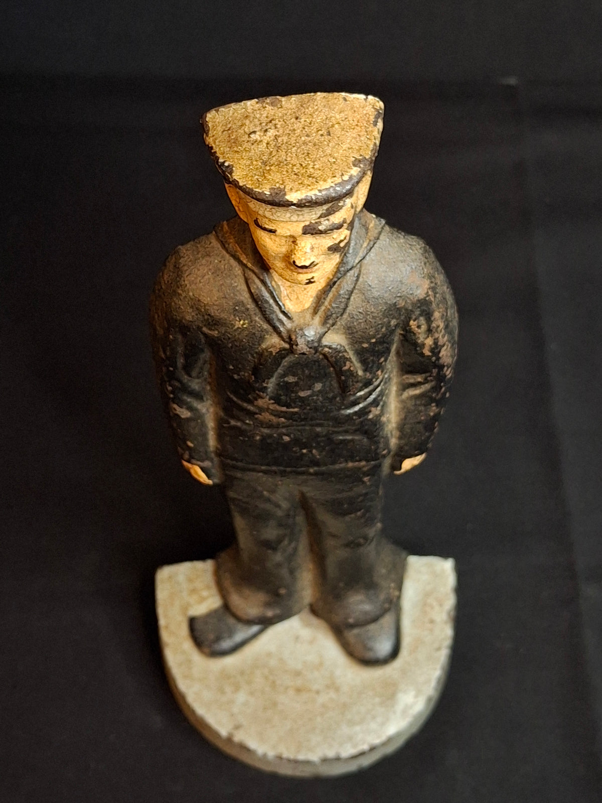 Antique Littco Cast Iron Sailor Doorstop Original Paint 1920s Navy Figure