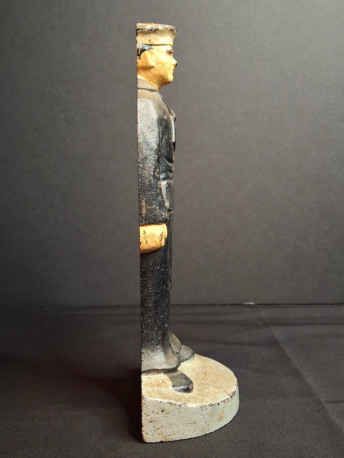 Antique Littco Cast Iron Sailor Doorstop Original Paint 1920s Navy Figure