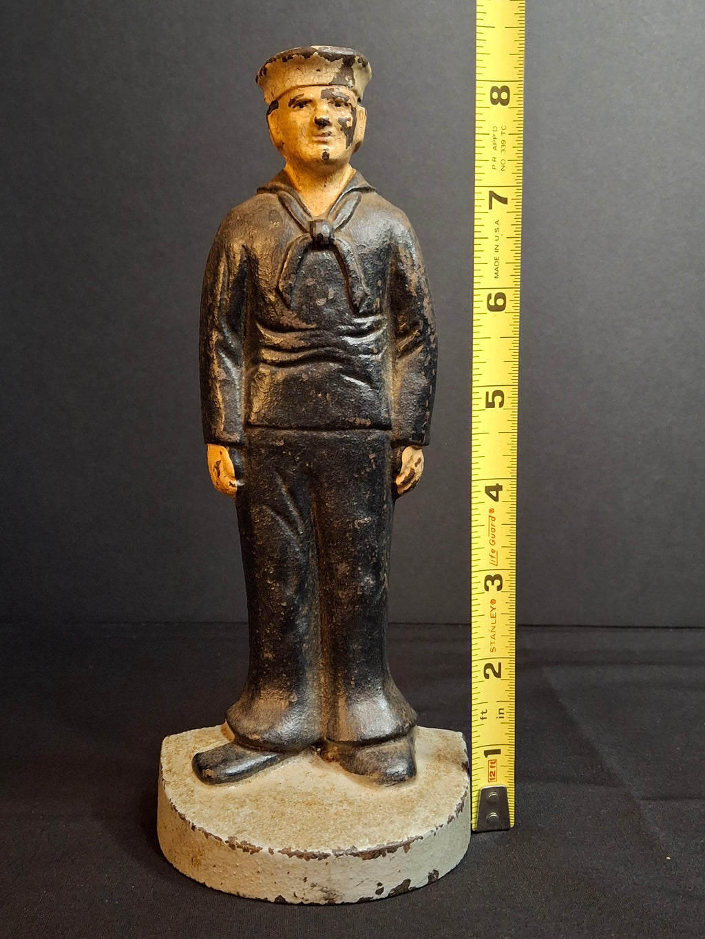 Antique Littco Cast Iron Sailor Doorstop Original Paint 1920s Navy Figure