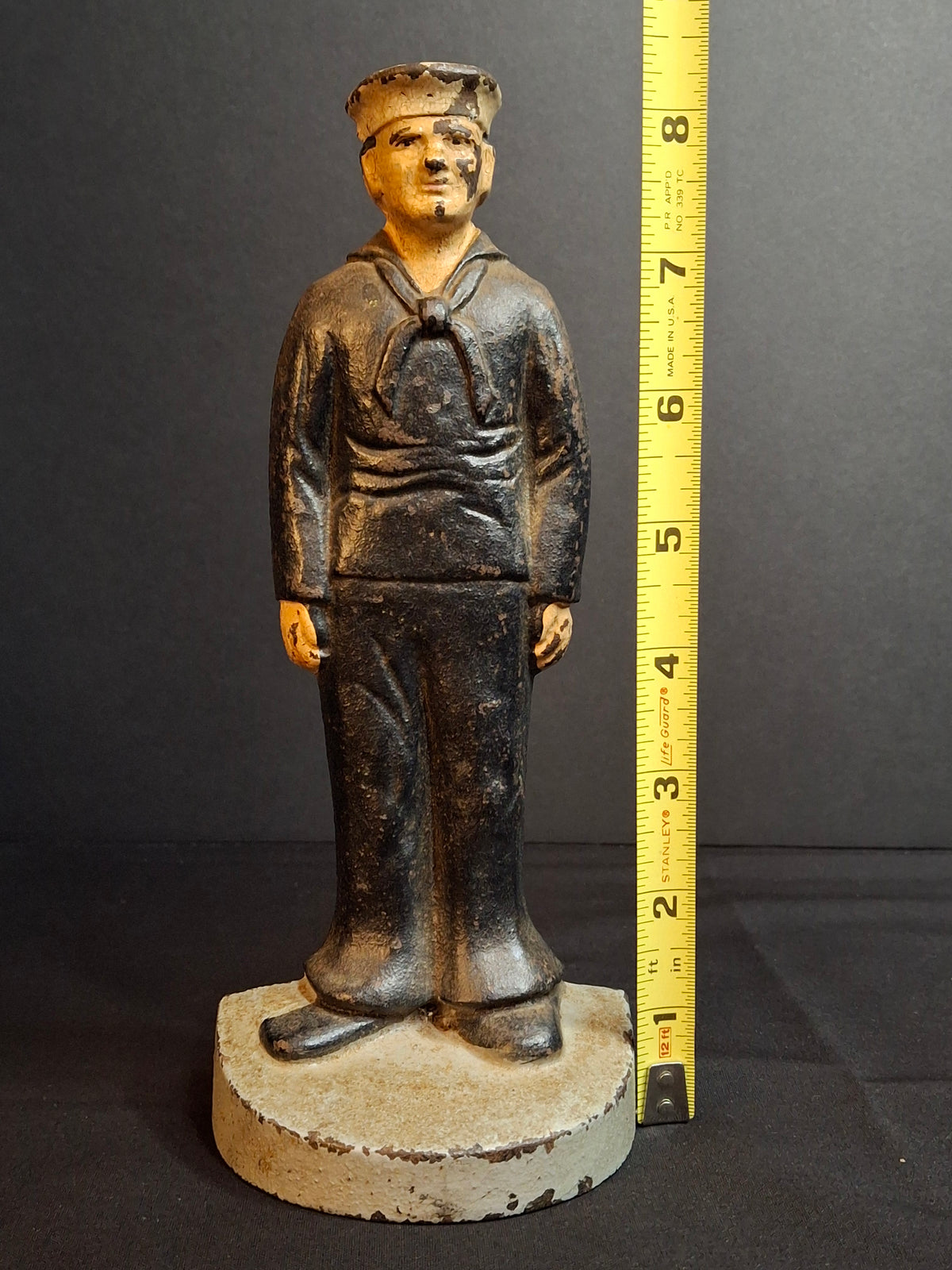 Antique Littco Cast Iron Sailor Doorstop Original Paint 1920s Navy Figure