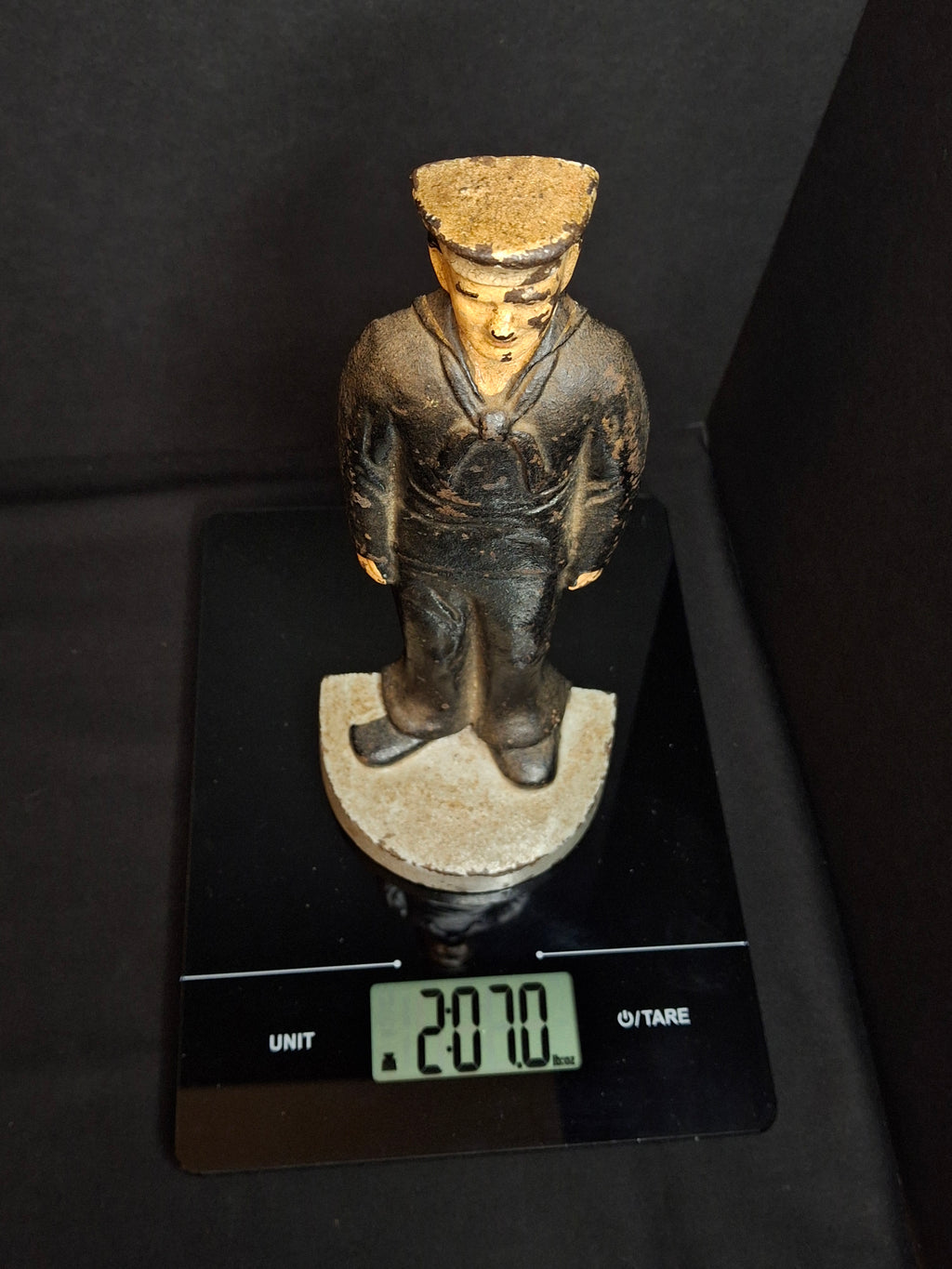 Antique Littco Cast Iron Sailor Doorstop Original Paint 1920s Navy Figure