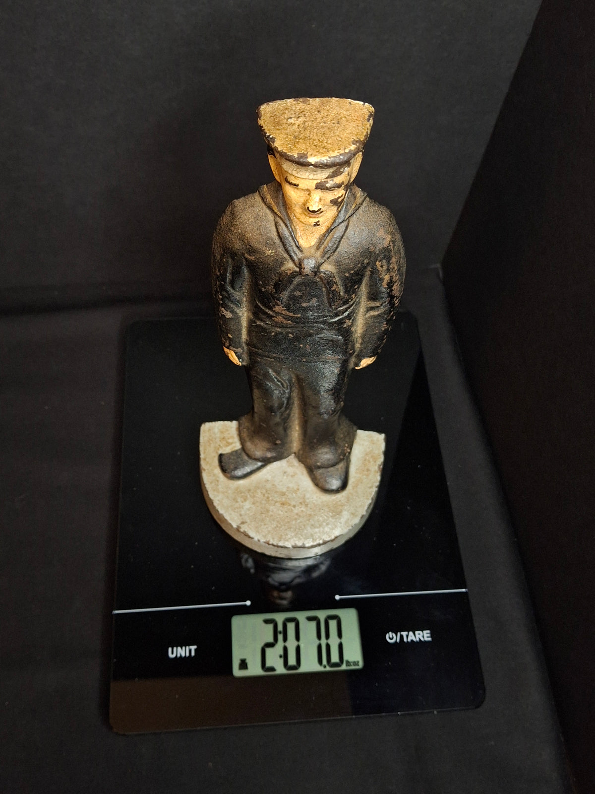 Antique Littco Cast Iron Sailor Doorstop Original Paint 1920s Navy Figure