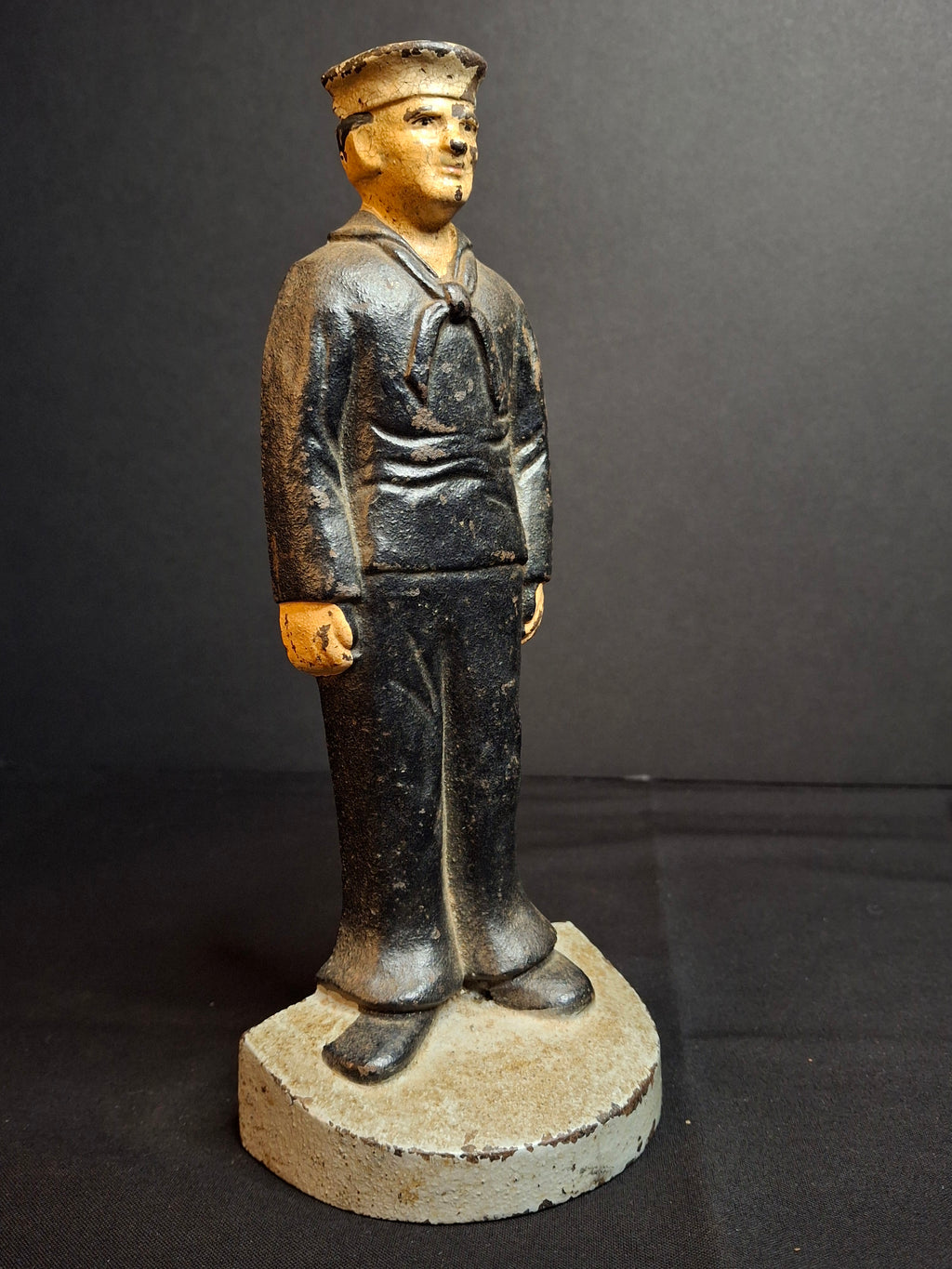 Antique Littco Cast Iron Sailor Doorstop Original Paint 1920s Navy Figure