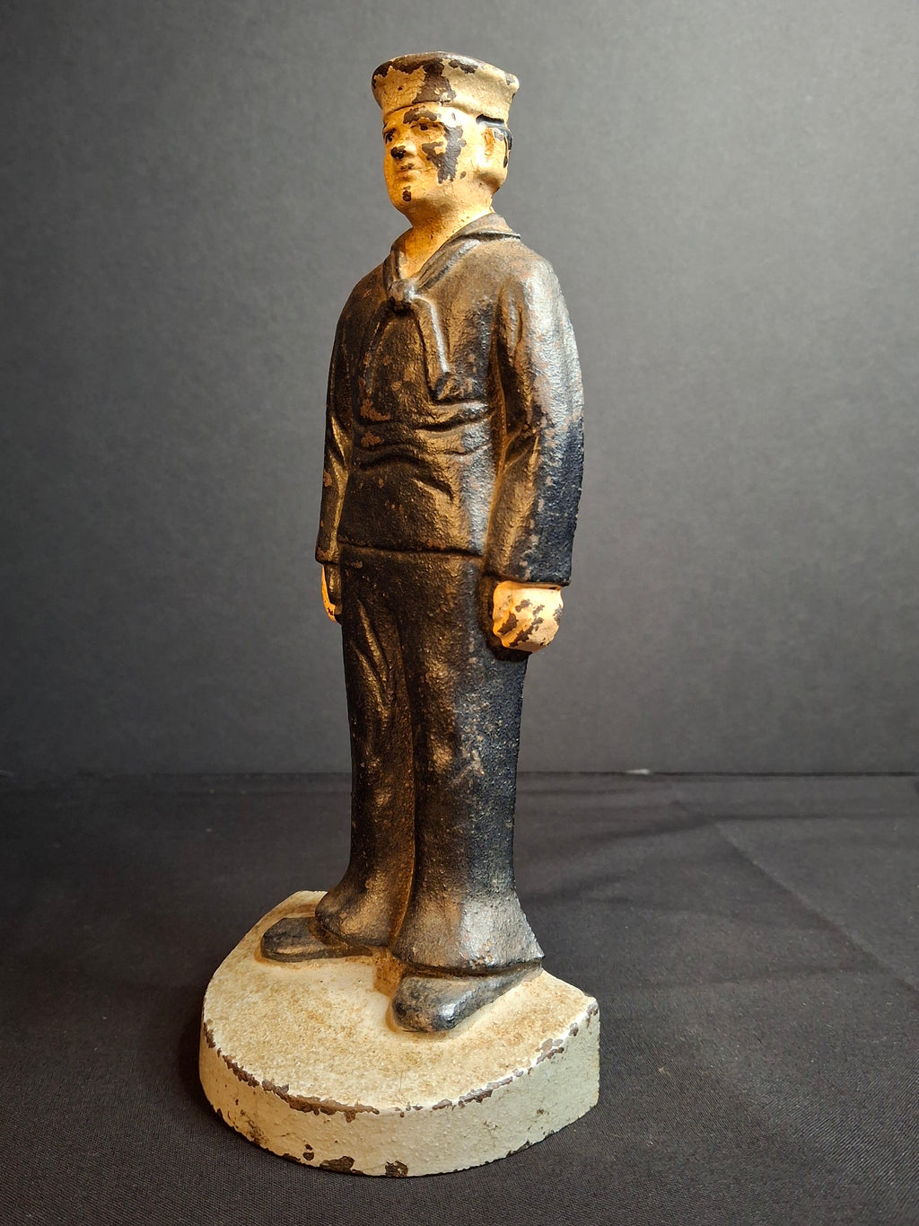 Antique Littco Cast Iron Sailor Doorstop Original Paint 1920s Navy Figure