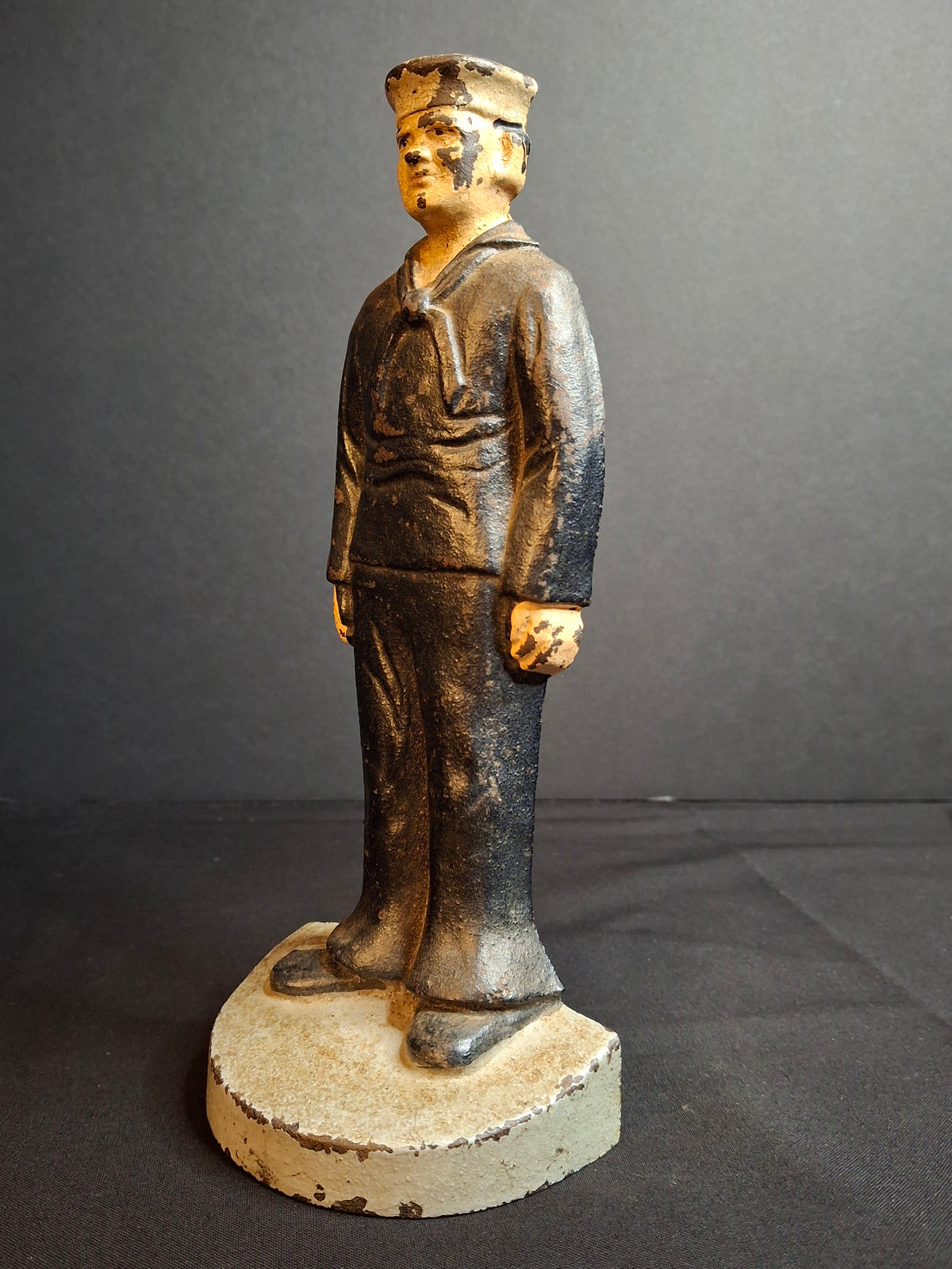Antique Littco Cast Iron Sailor Doorstop Original Paint 1920s Navy Figure