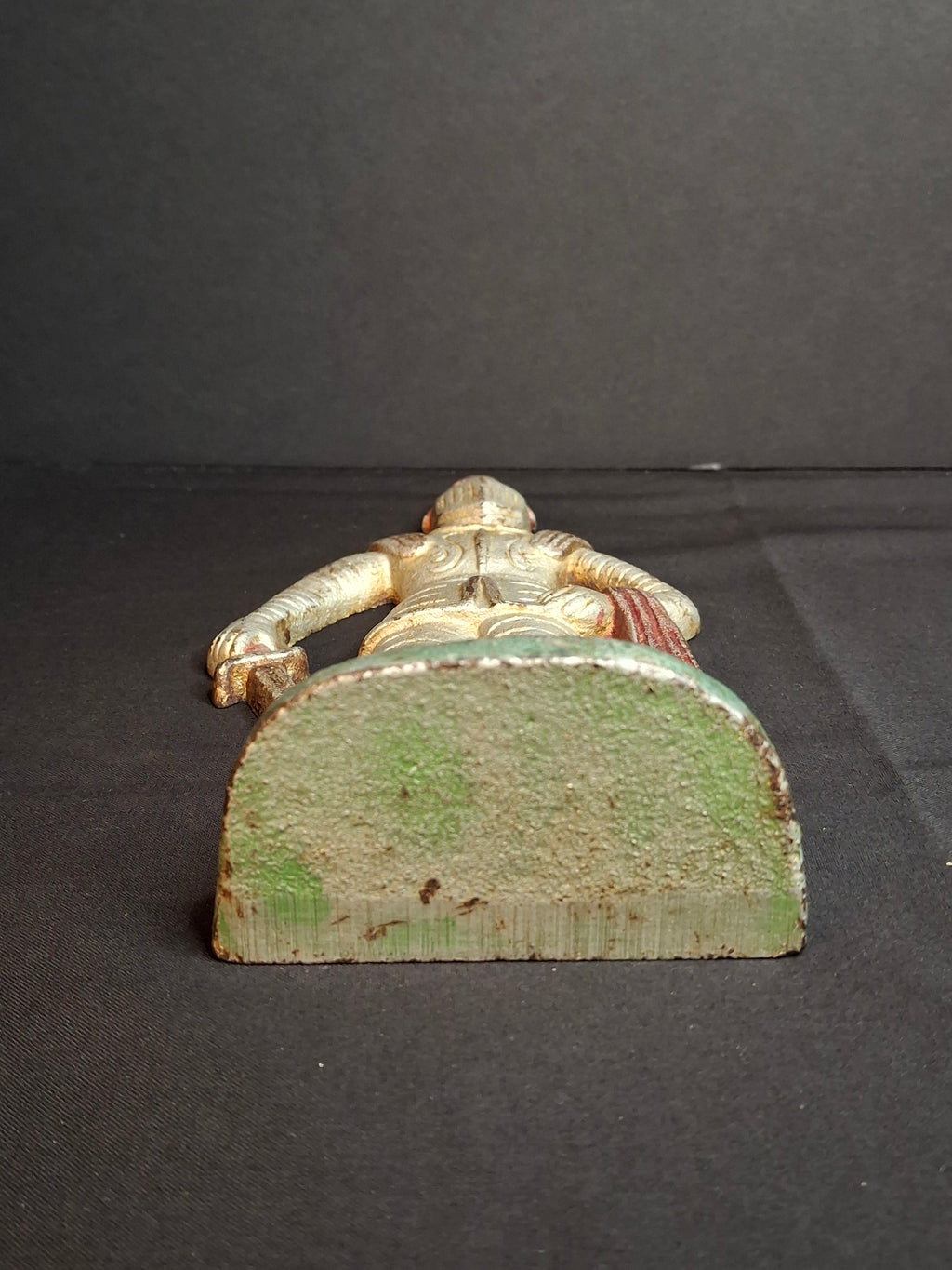 Antique Cast Iron Knight in Armor Doorstop Gold Red Paint 9" Figural Sentry