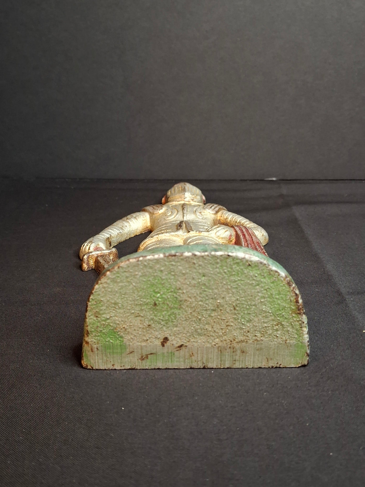 Antique Cast Iron Knight in Armor Doorstop Gold Red Paint 9" Figural Sentry