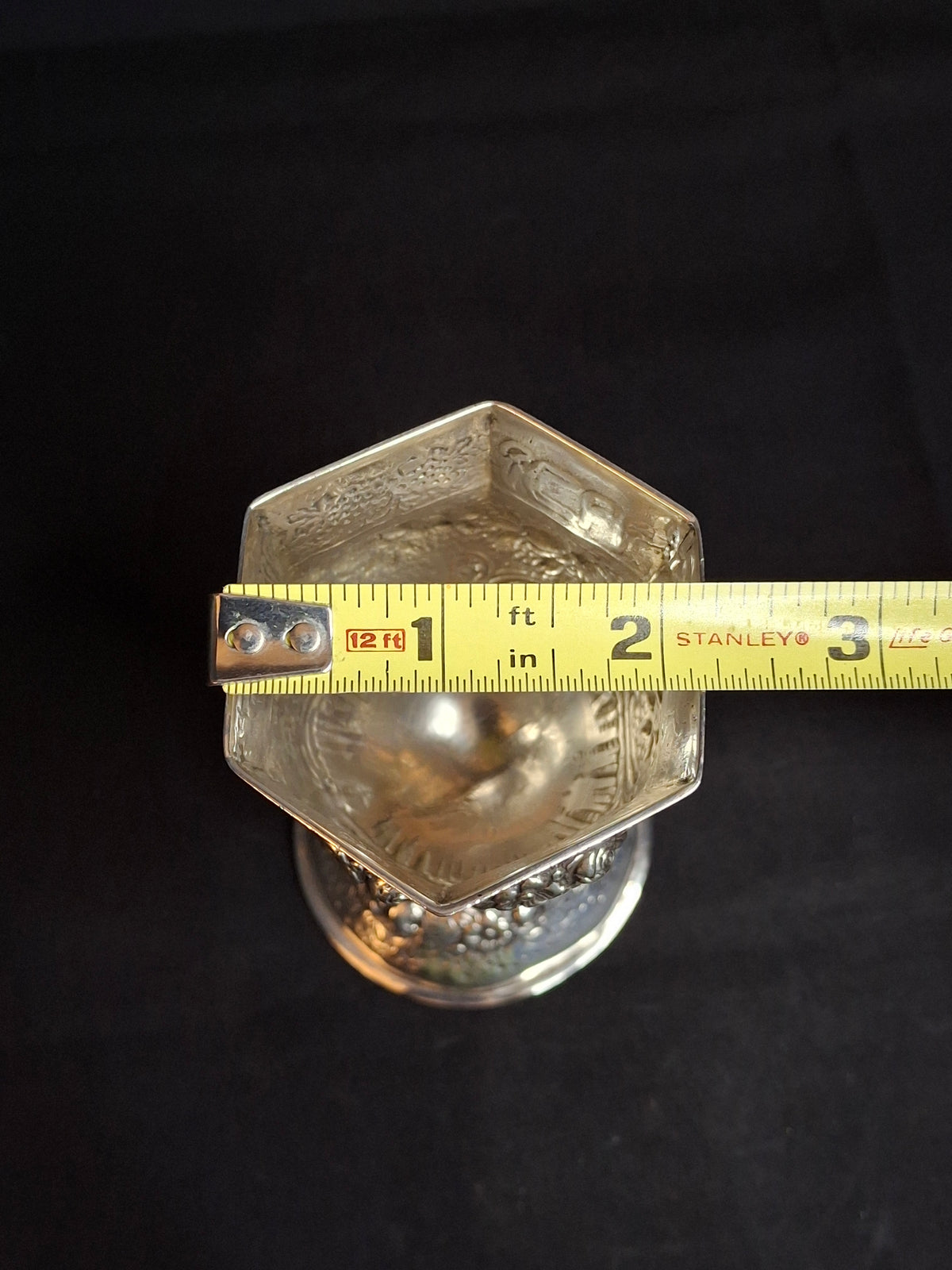 Antique German 800 Solid Silver Hexagonal Kiddush Cup Goblet Judaica Shabbat c1890