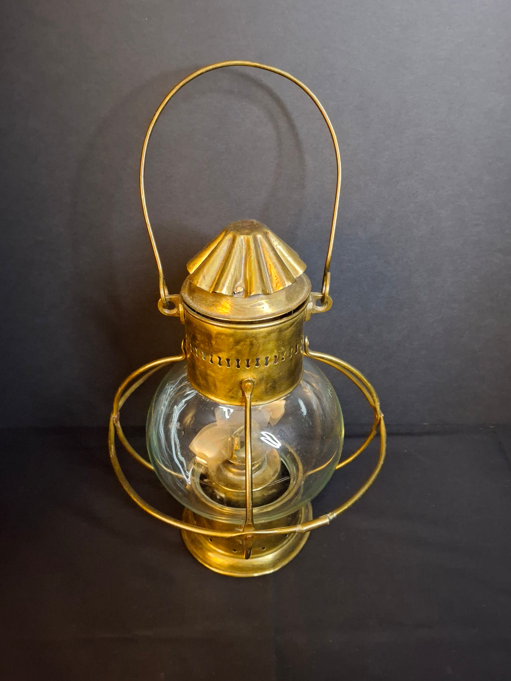 Antique Brass Onion Globe Ship Marine Lantern Sherwoods Burner c. 1870s Matthew J King Provenance