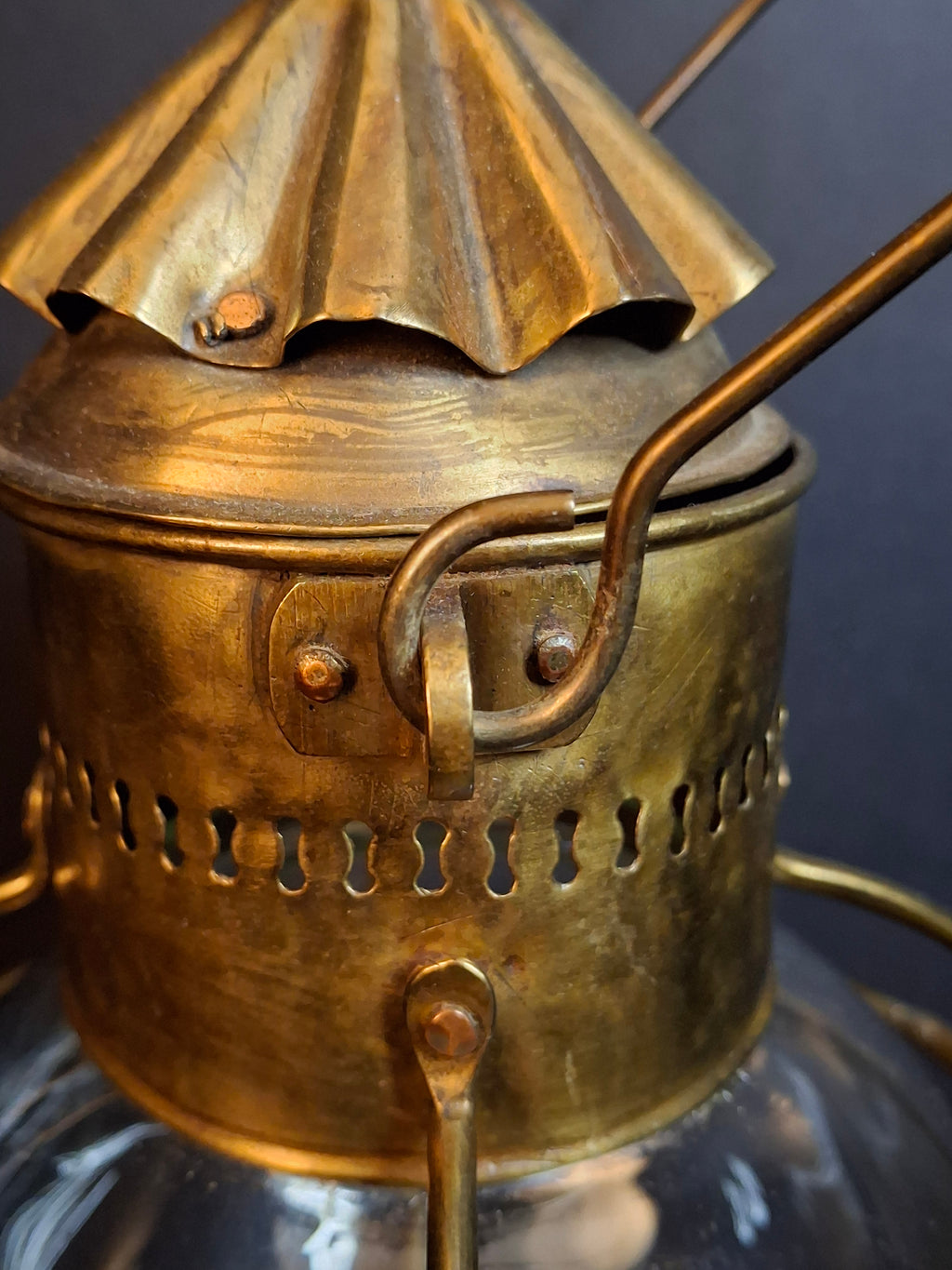 Antique Brass Onion Globe Ship Marine Lantern Sherwoods Burner c. 1870s Matthew J King Provenance