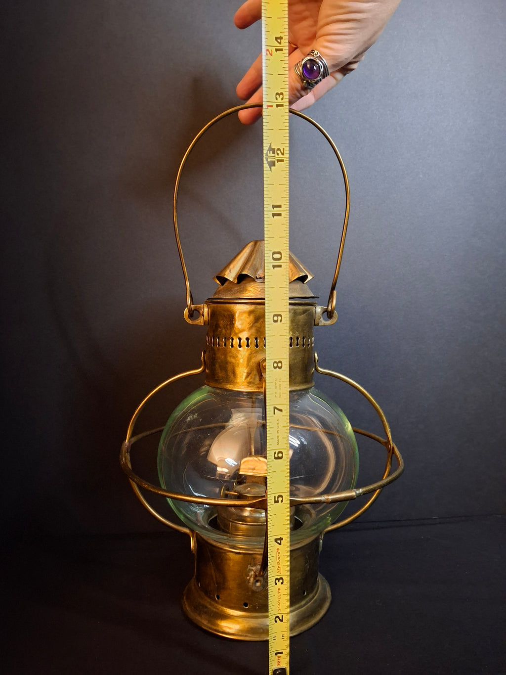Antique Brass Onion Globe Ship Marine Lantern Sherwoods Burner c. 1870s Matthew J King Provenance