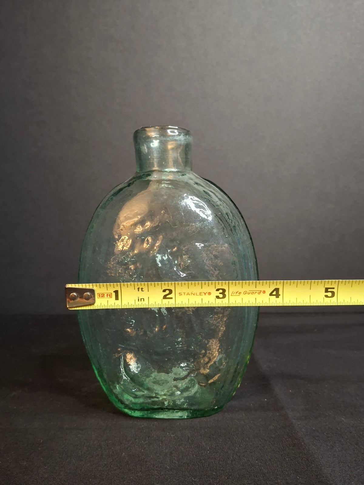 Antique Albany Glass Works Historical Flask GI-28 Steamboat Sailboat Aqua Glass 1840s