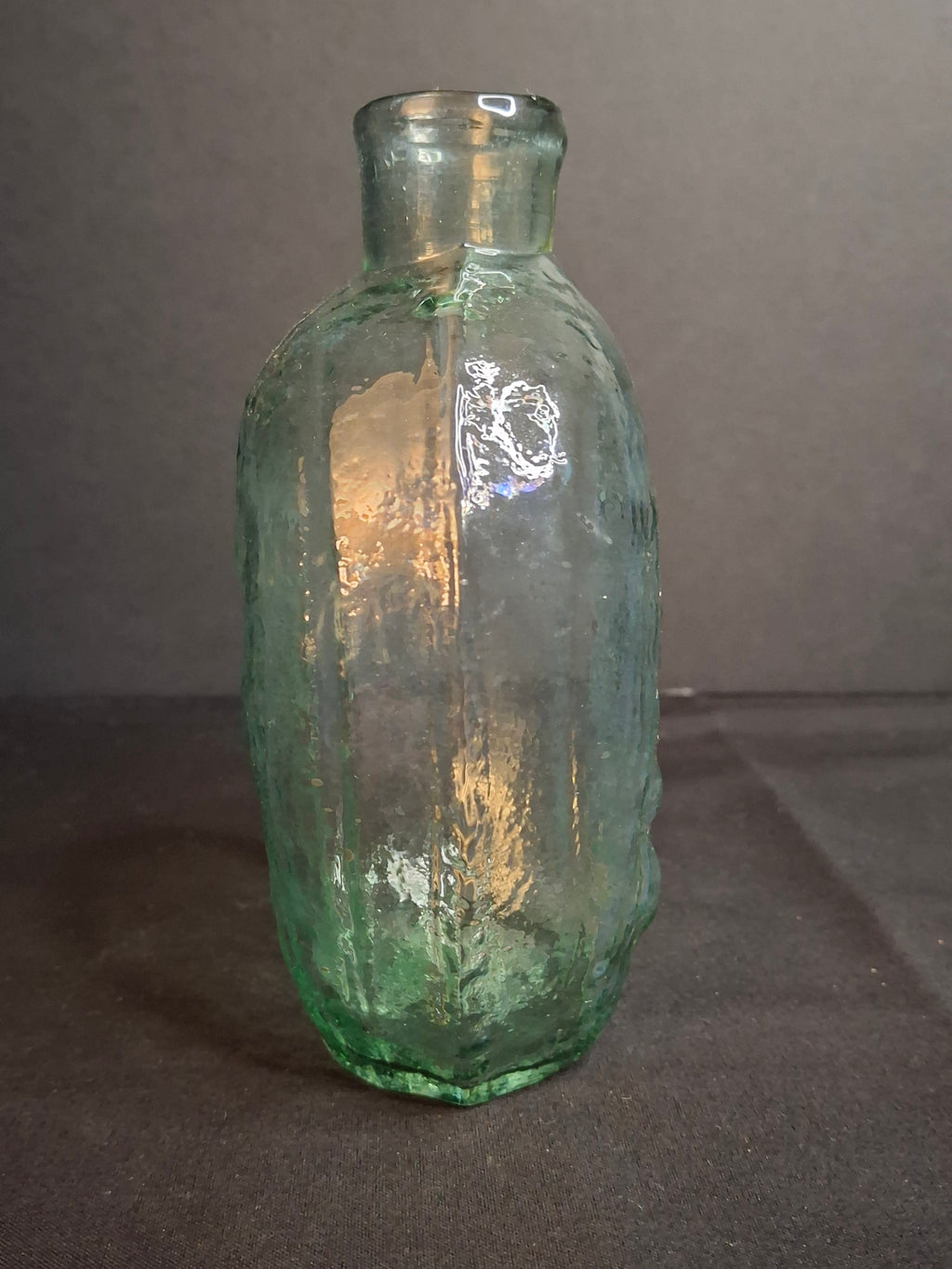 Antique Albany Glass Works Historical Flask GI-28 Steamboat Sailboat Aqua Glass 1840s