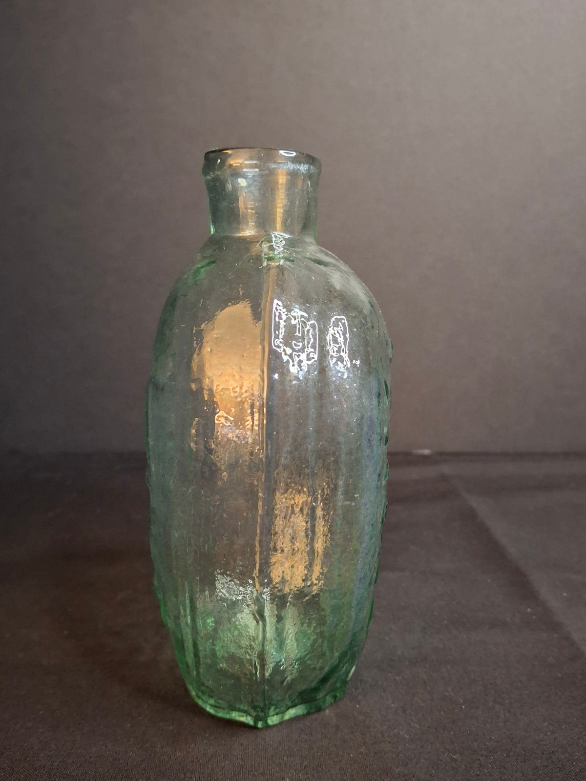 Antique Albany Glass Works Historical Flask GI-28 Steamboat Sailboat Aqua Glass 1840s