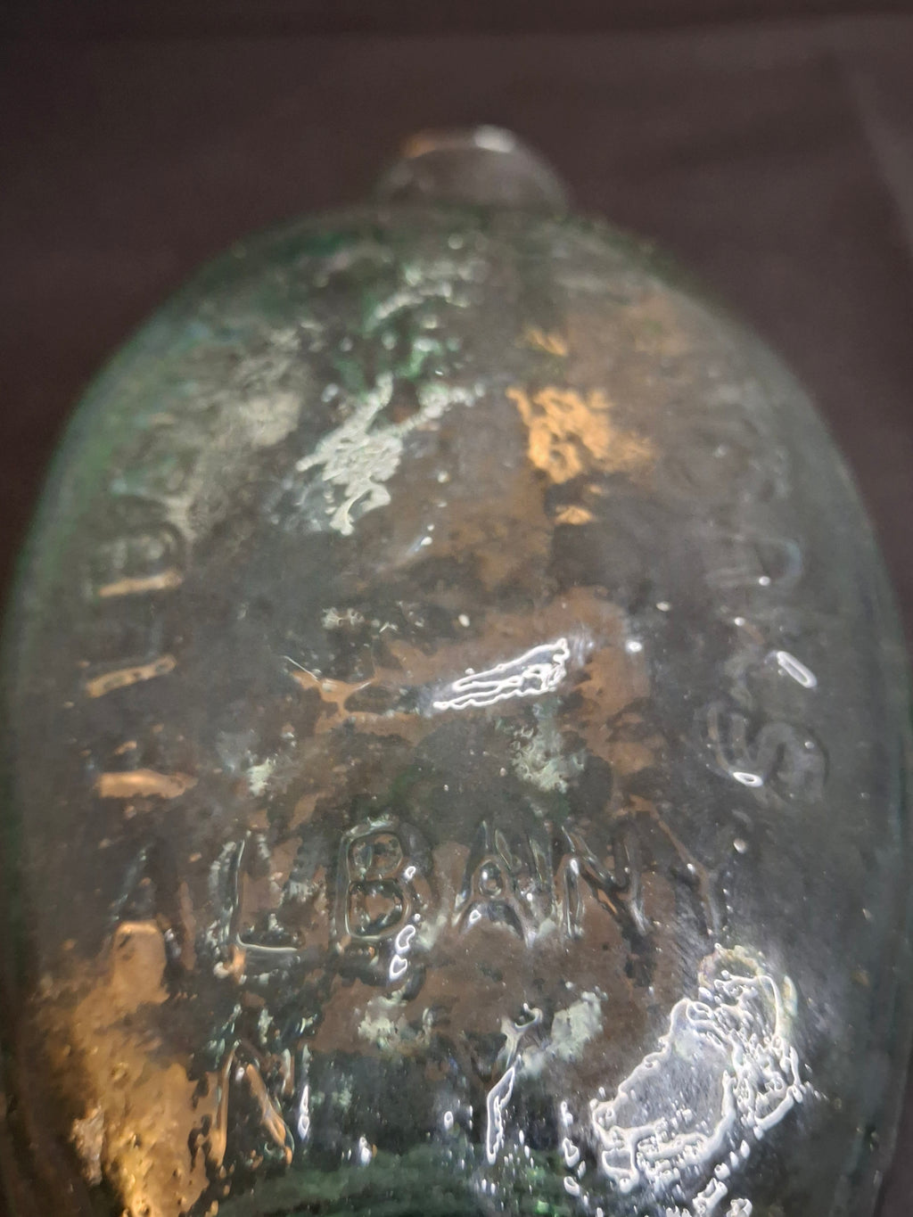 Antique Albany Glass Works Historical Flask GI-28 Steamboat Sailboat Aqua Glass 1840s