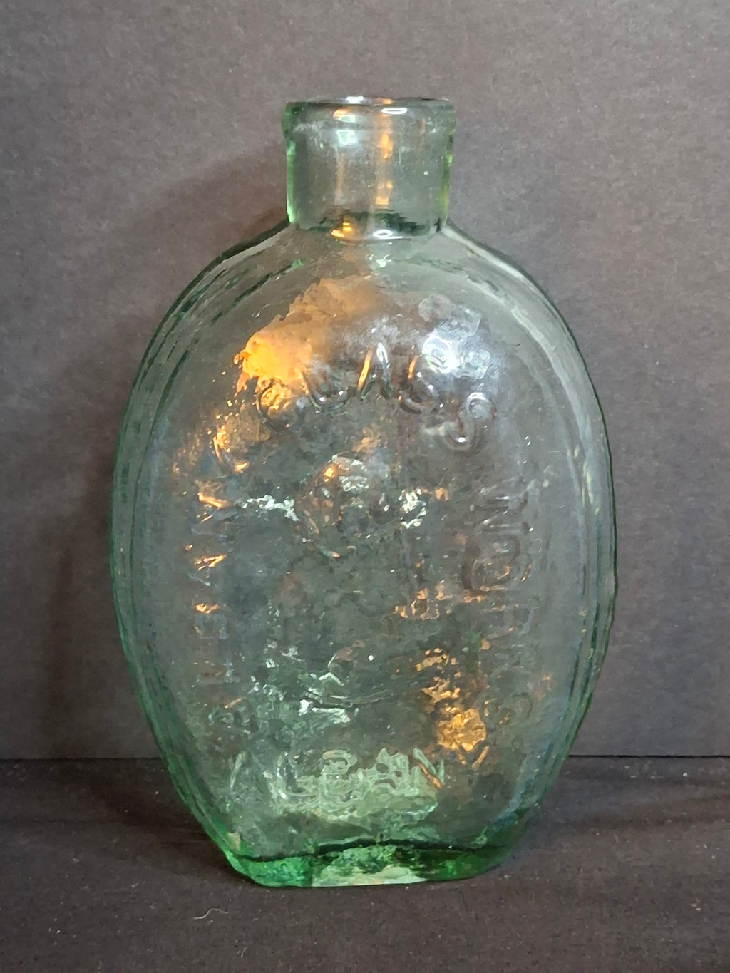Antique Albany Glass Works Historical Flask GI-28 Steamboat Sailboat Aqua Glass 1840s