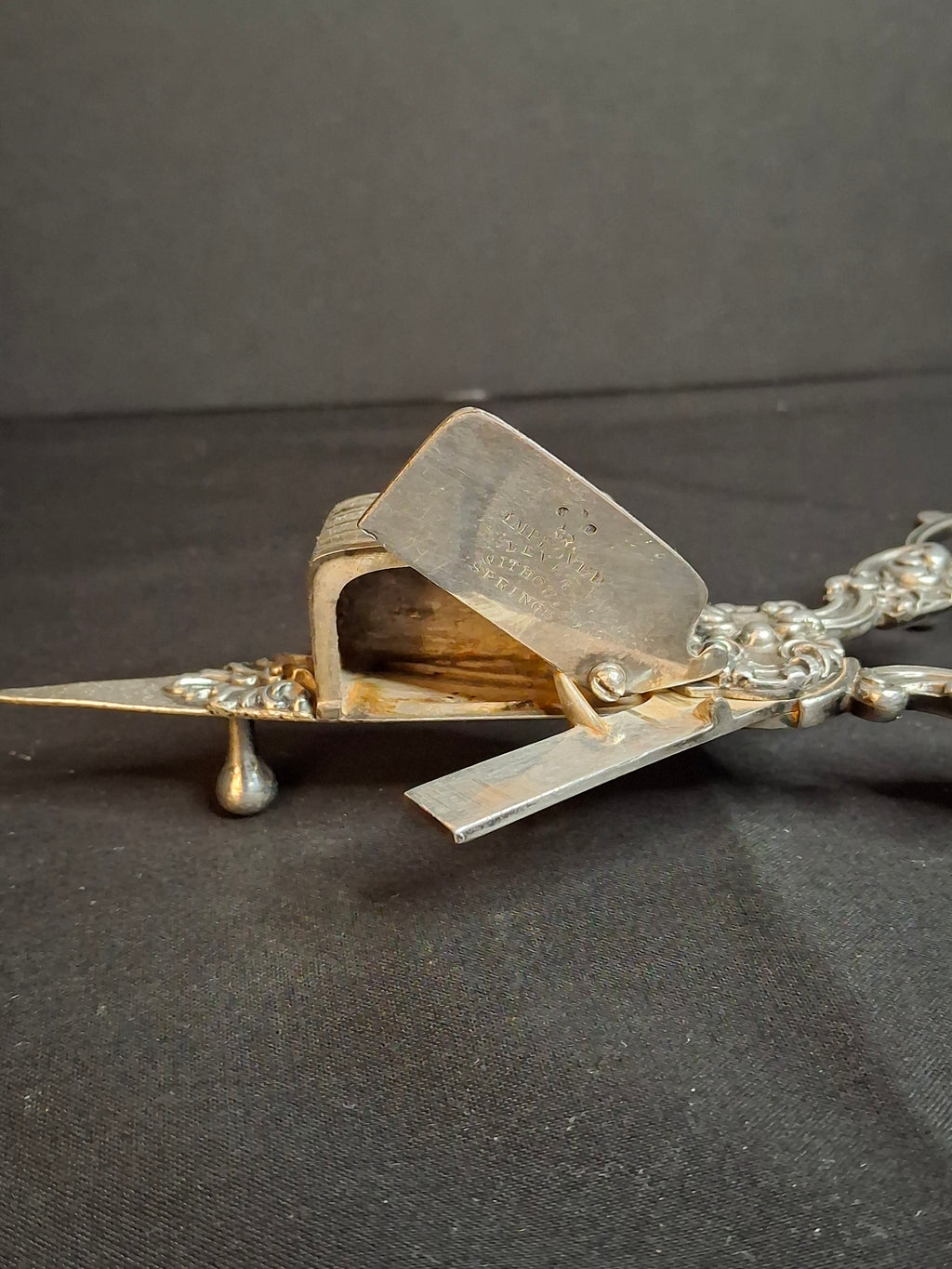 Victorian Silverplate Candle Snuffer Scissors J Gilbert & Sons Lever No Springs