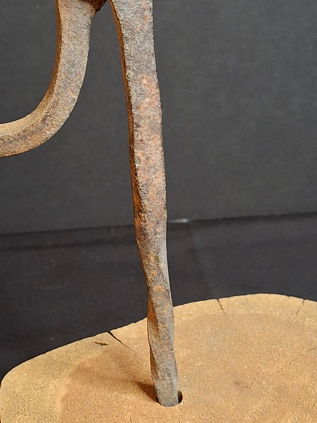 Antique Wrought Iron Rushlight Holder Candle Socket Wood Base Richard Morgan