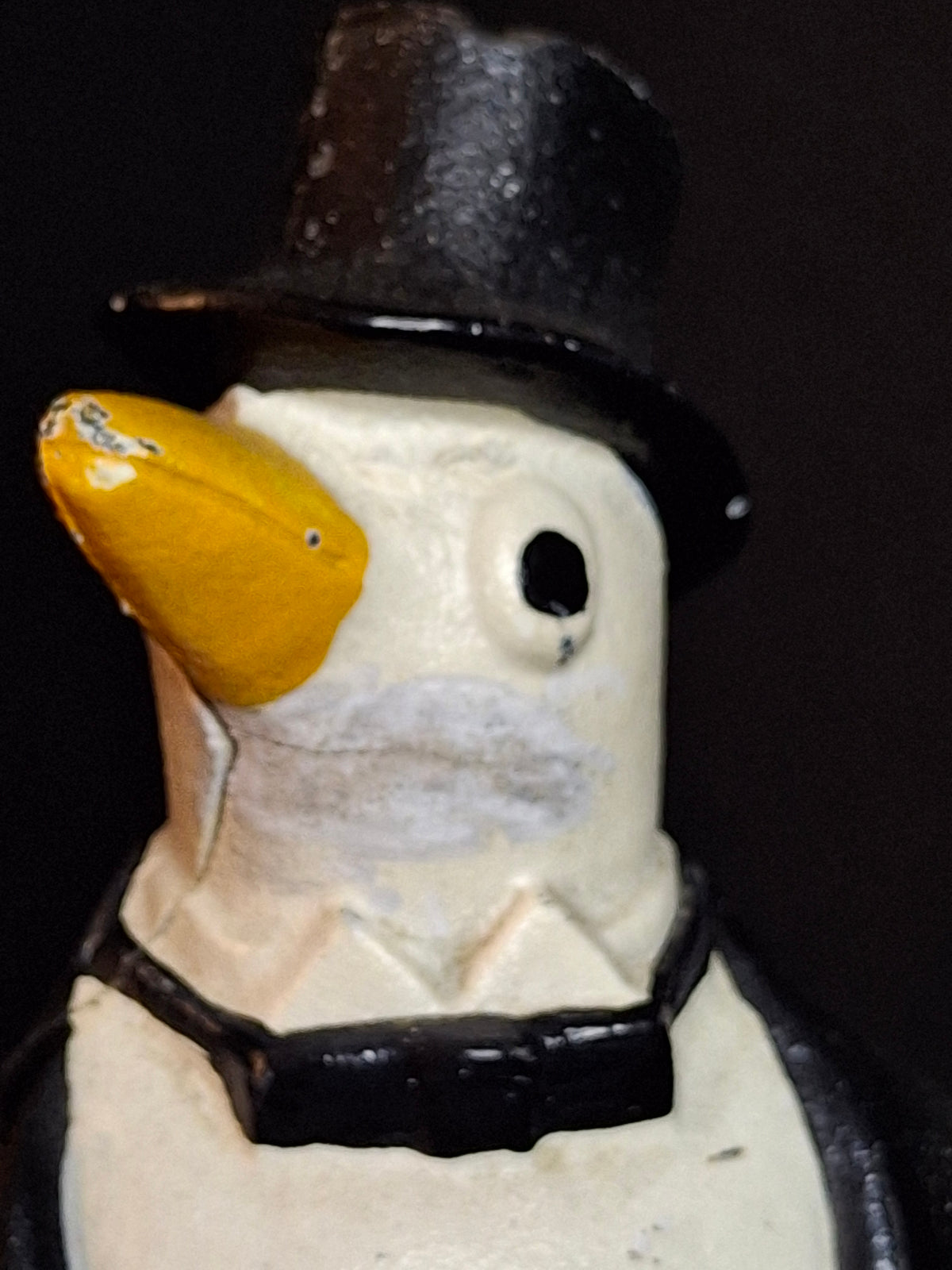 Antique Hubley #463 Cast Iron Dapper Penguin Top Hat Bow Tie Doorstop Circa 1930s