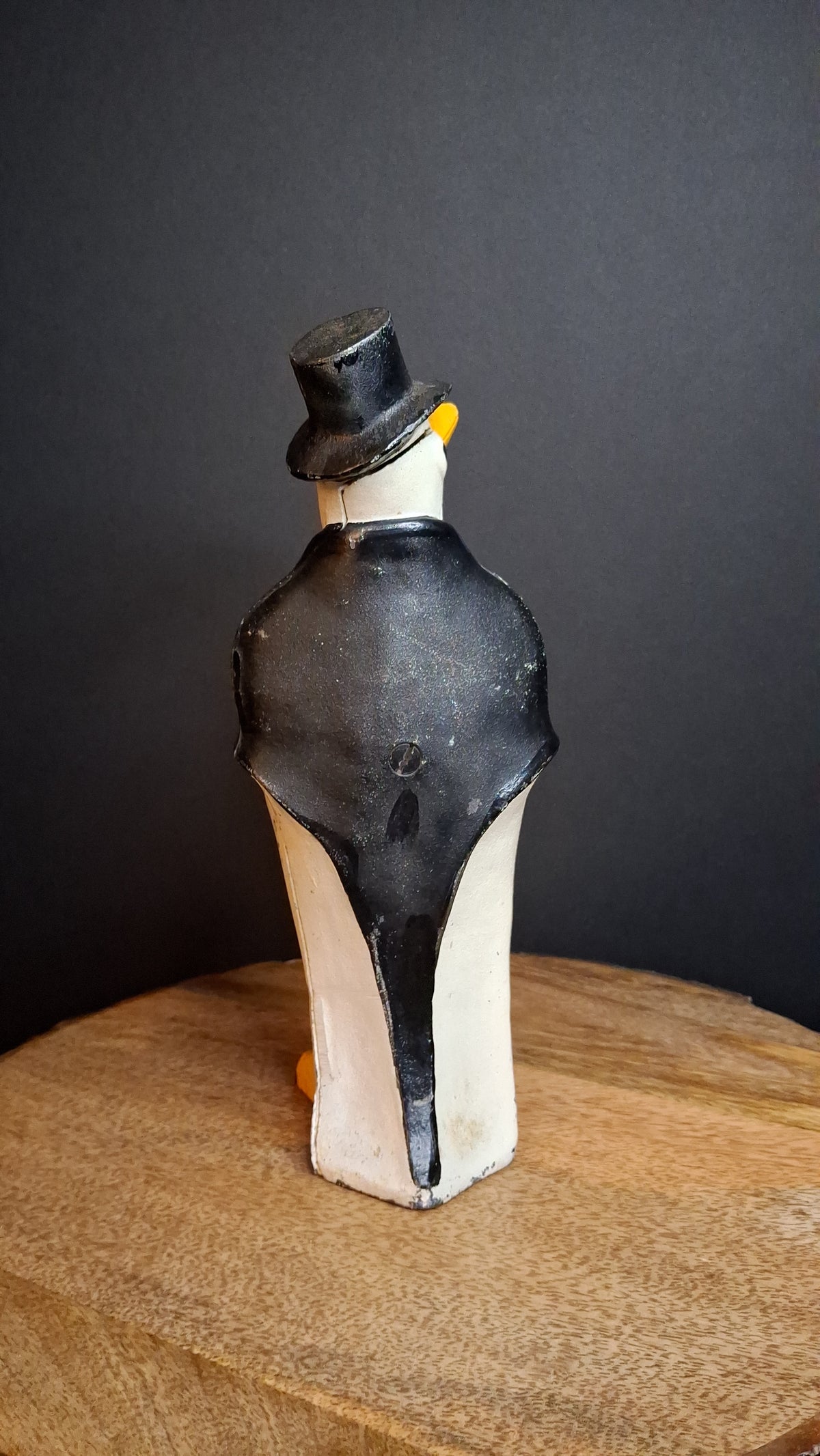 Antique Hubley #463 Cast Iron Dapper Penguin Top Hat Bow Tie Doorstop Circa 1930s
