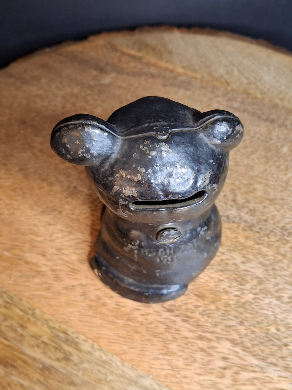 RARE Black Colorway Antique Hubley Cast Iron Fido Dog Still Bank 1904 Orig Paint